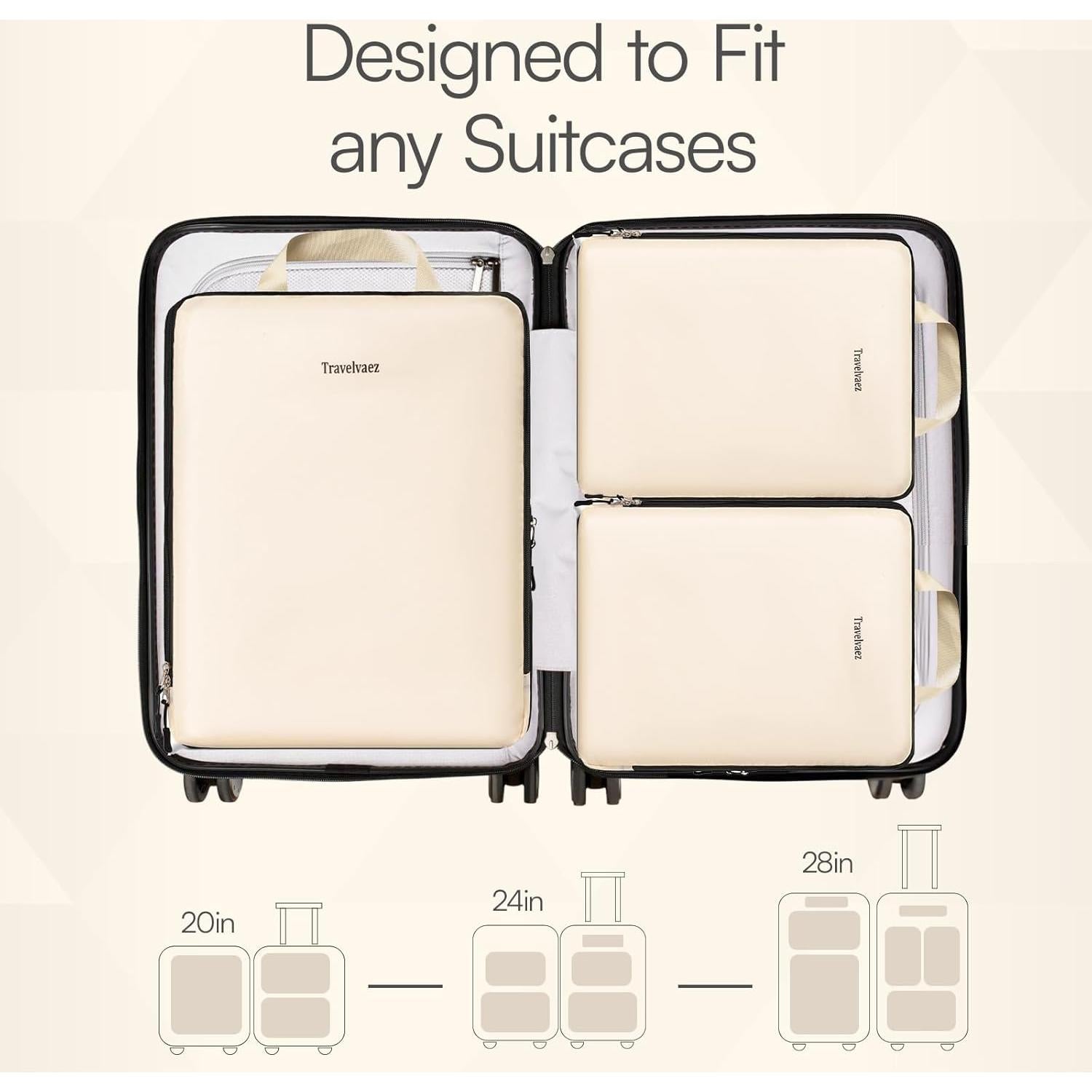 Set de 6 Cubos de Compresión Travelvaez Beige para Viaje