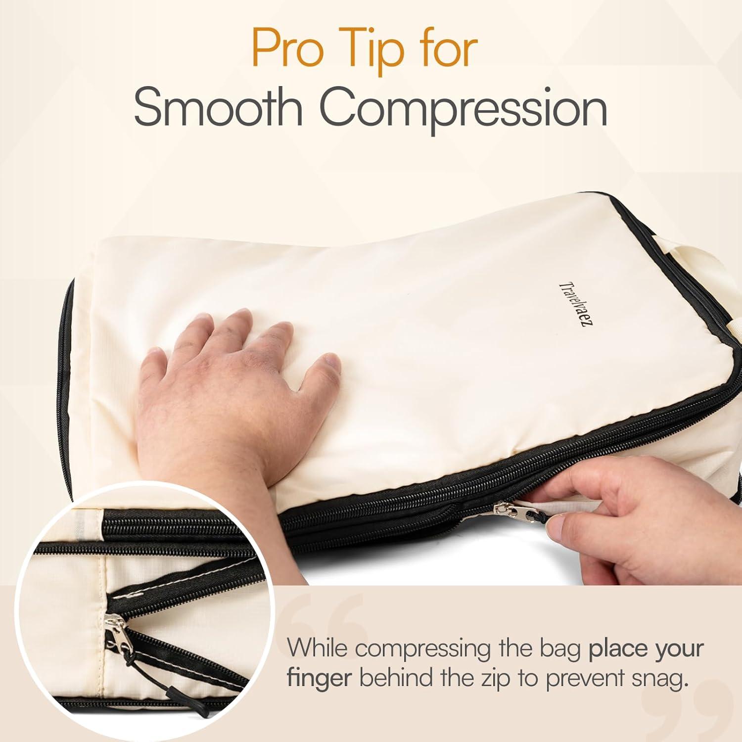 Set de 6 Cubos de Compresión Travelvaez Beige para Viaje