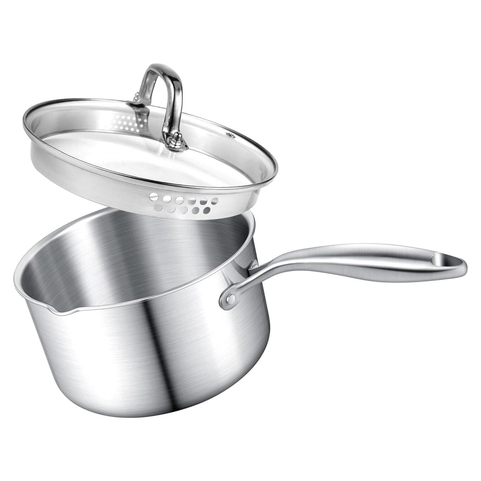 Cacerola de Acero Inoxidable Buttermelt 1.5L con Tapa de Vidrio