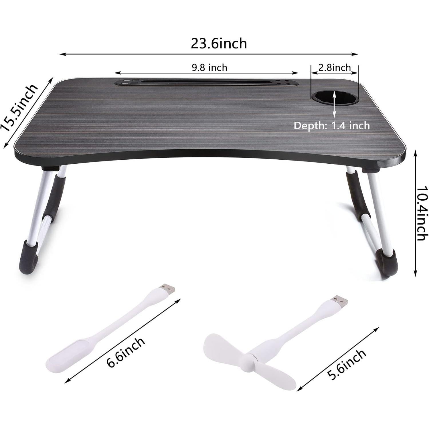 Mesa de Laptop Plegable Slendor Negra con USB y Ventilador