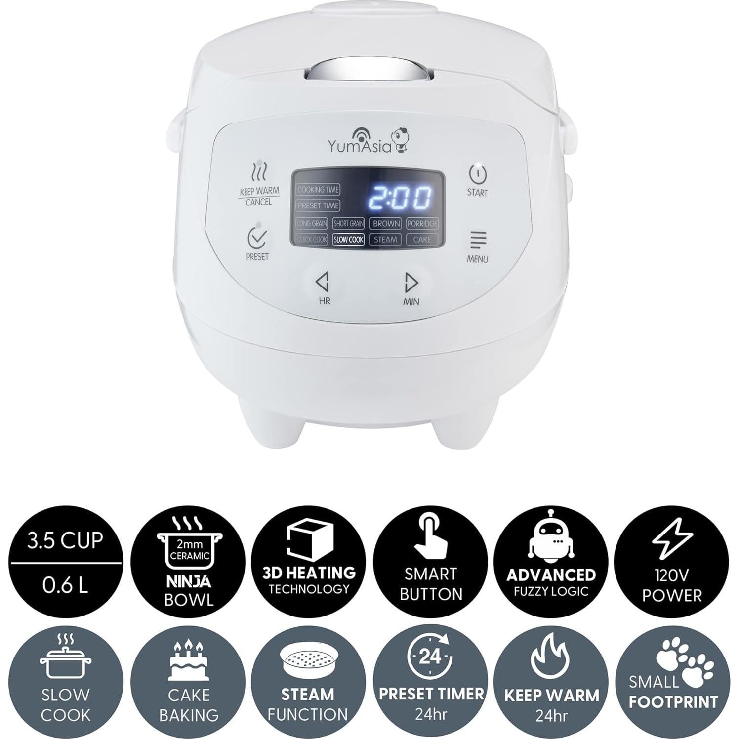 Olla Arrocera Yum Asia Panda 0.63L Cerámica 3.5 Tazas