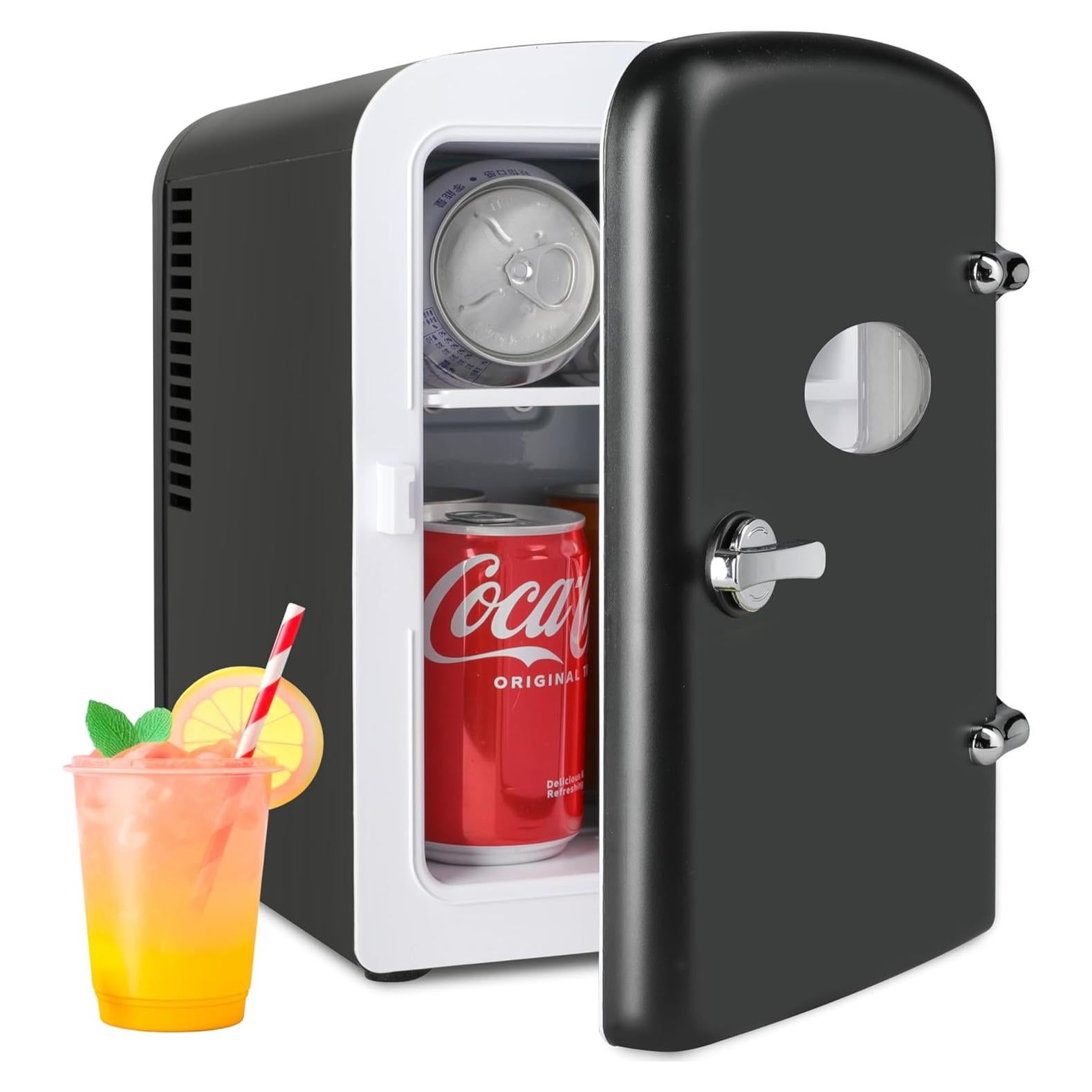 Mini Refrigerador Simple Deluxe 4L con Ventana Negro