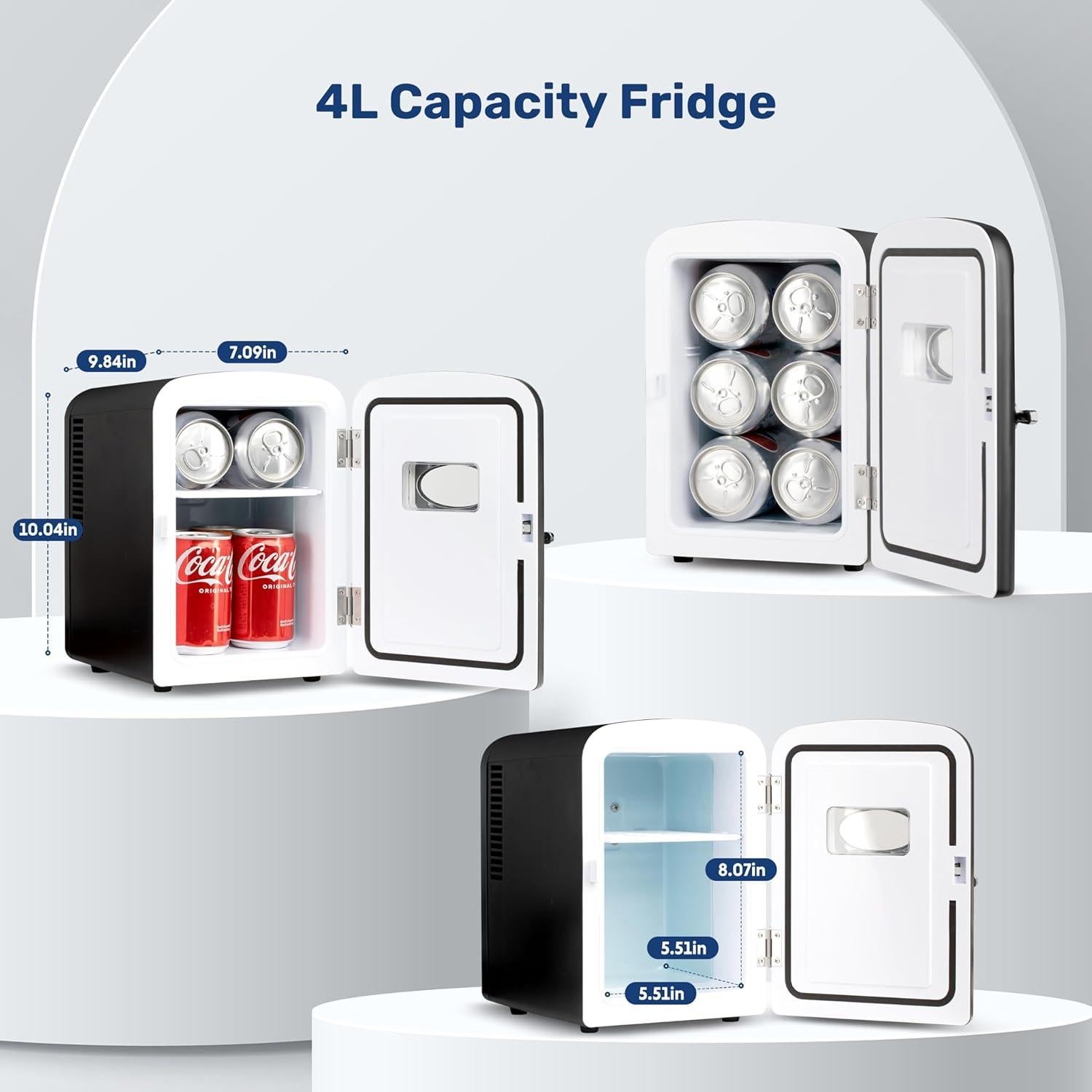 Mini Refrigerador Simple Deluxe 4L con Ventana Negro