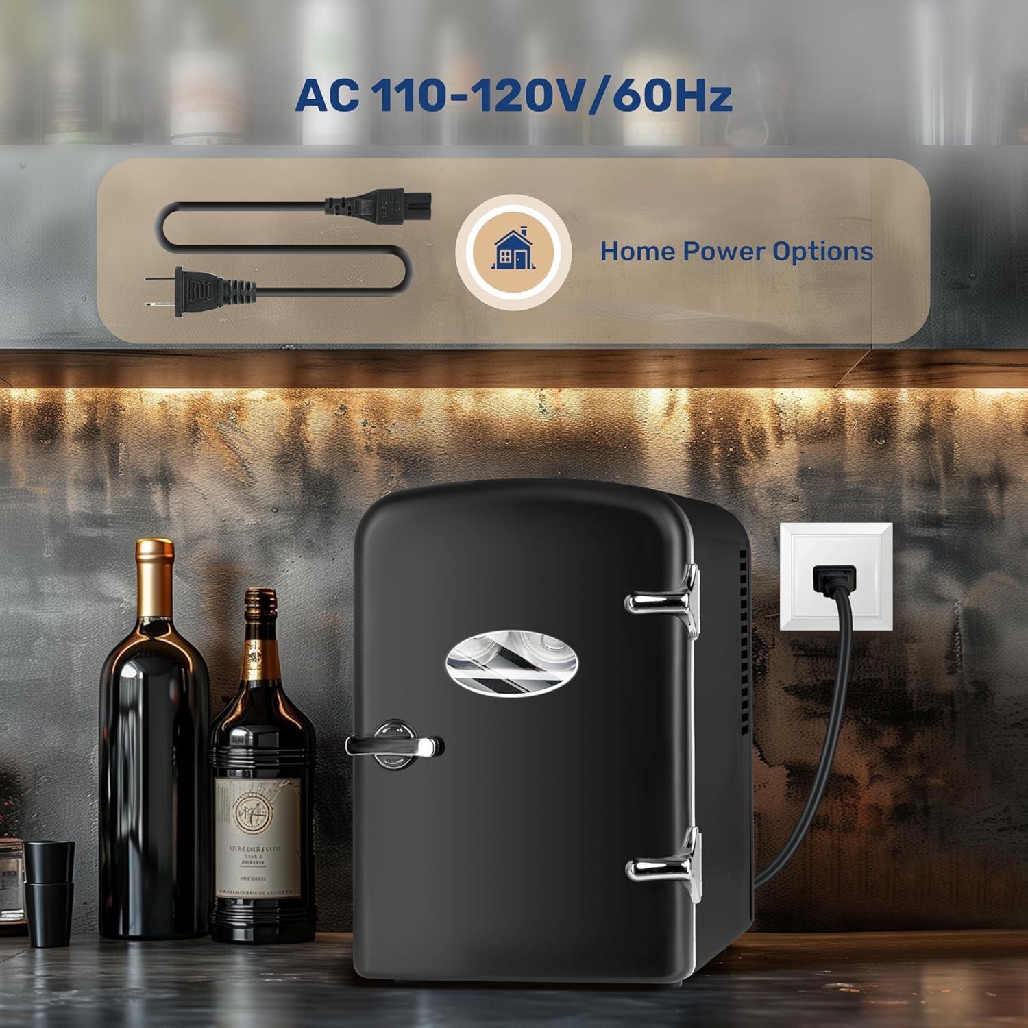 Mini Refrigerador Simple Deluxe 4L con Ventana Negro