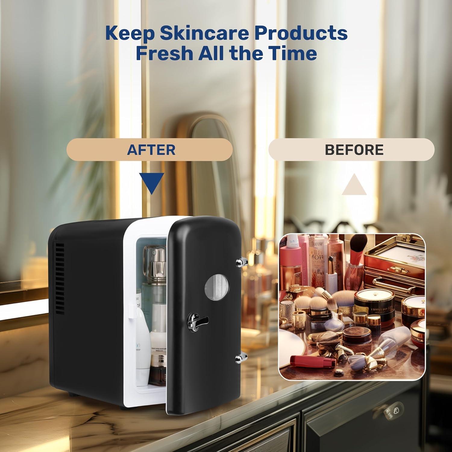 Mini Refrigerador Simple Deluxe 4L con Ventana Negro