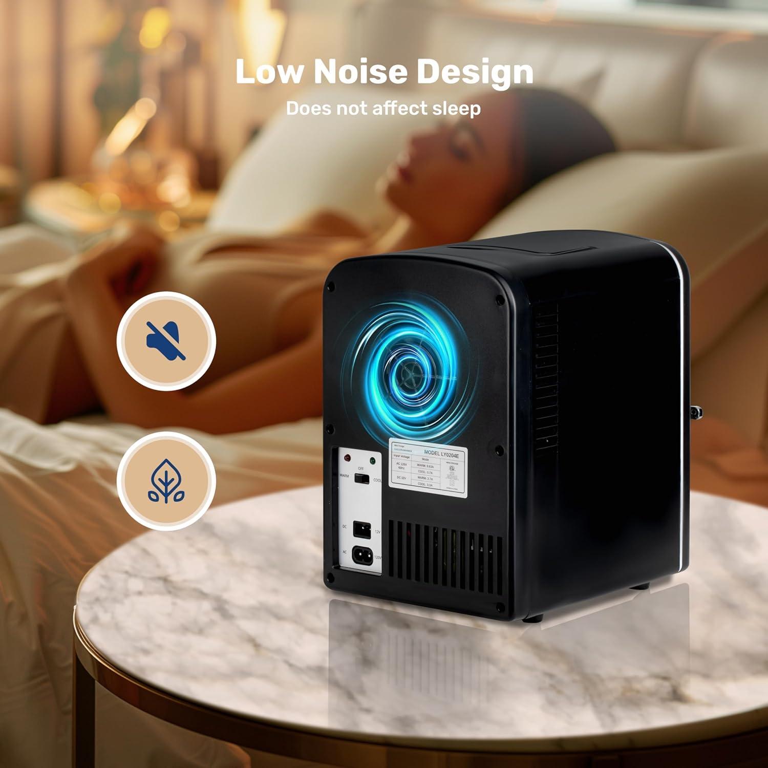 Mini Refrigerador Simple Deluxe 4L con Ventana Negro