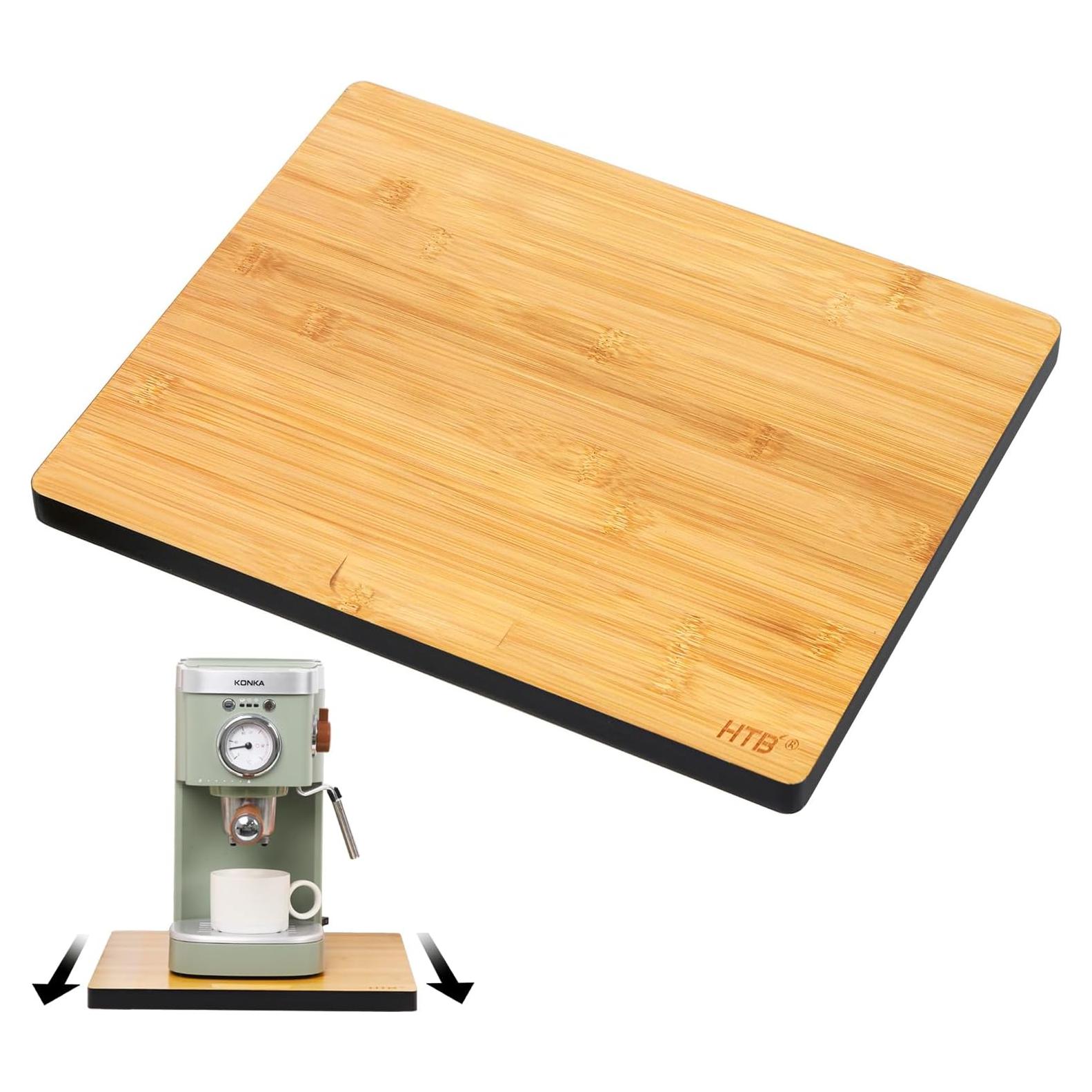 Appliance Sliders for Kitchen Appliances,Sliding Tray for Coffee Maker,Bamboo Small Appliance Slider for Heavy Appliances with Rolling Wheels