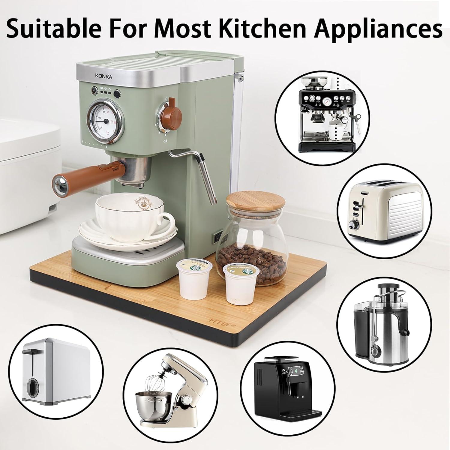 Appliance Sliders for Kitchen Appliances,Sliding Tray for Coffee Maker,Bamboo Small Appliance Slider for Heavy Appliances with Rolling Wheels