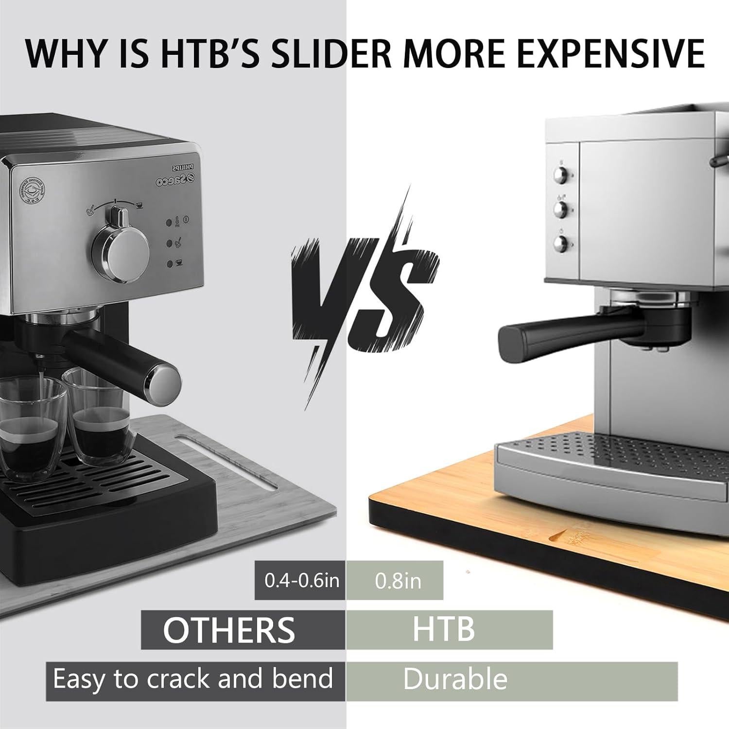 Appliance Sliders for Kitchen Appliances,Sliding Tray for Coffee Maker,Bamboo Small Appliance Slider for Heavy Appliances with Rolling Wheels