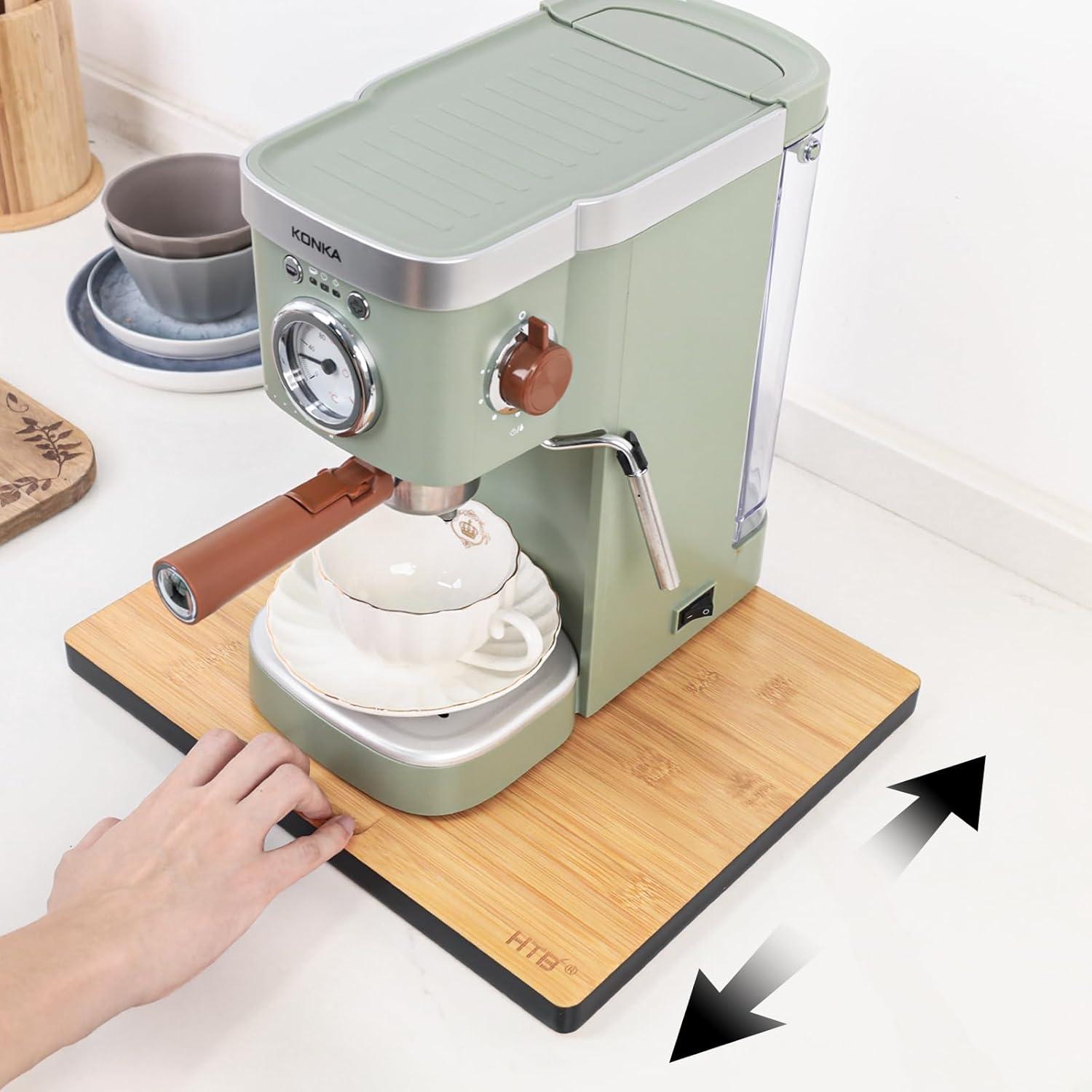 Appliance Sliders for Kitchen Appliances,Sliding Tray for Coffee Maker,Bamboo Small Appliance Slider for Heavy Appliances with Rolling Wheels