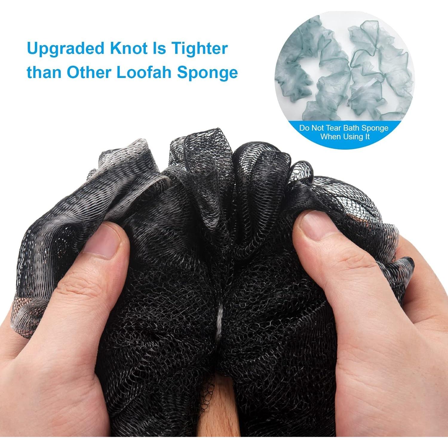 Esponja de Ducha AmazerBath con Mango de Madera 43 cm - Negra