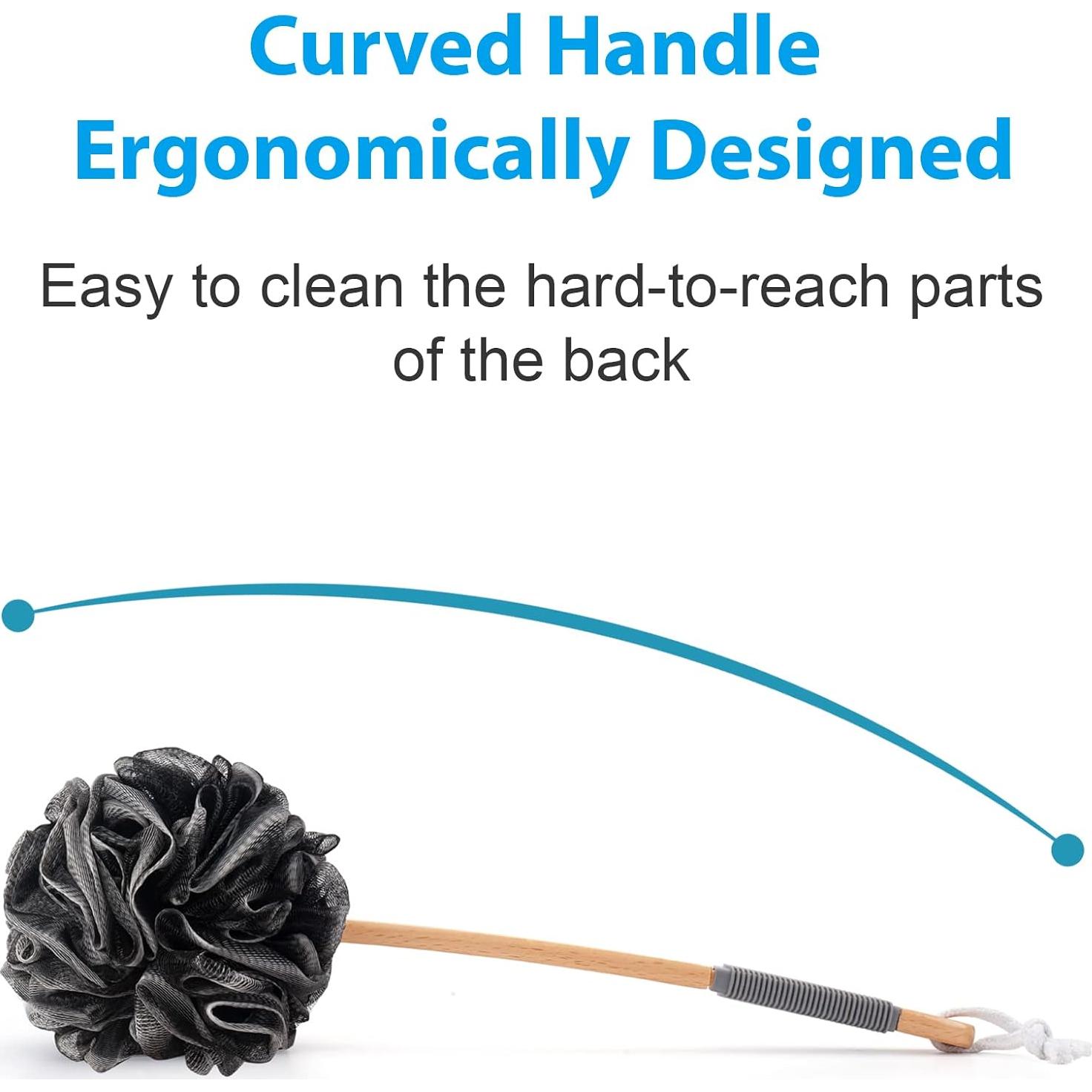 Esponja de Ducha AmazerBath con Mango de Madera 43 cm - Negra