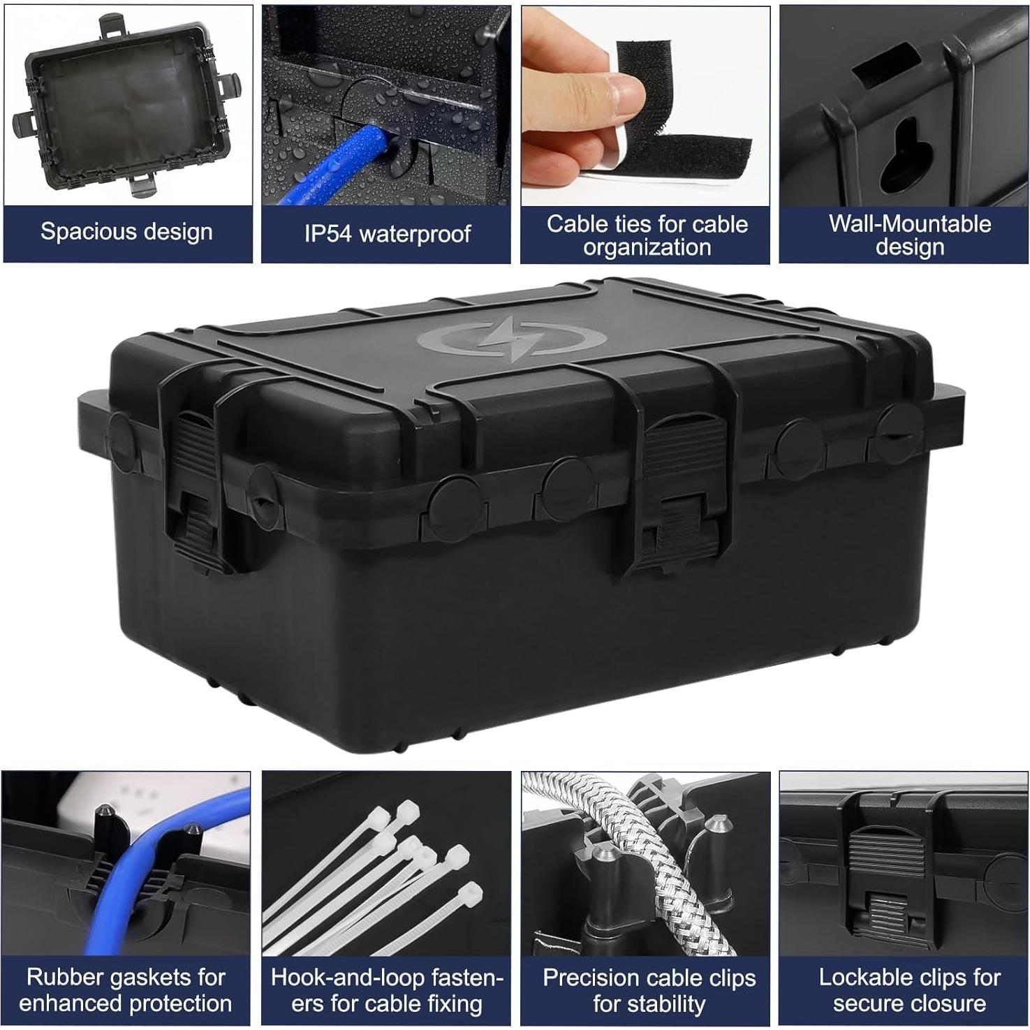 Caja Eléctrica Exterior Impermeable OUTDSPLY IP54 Negra 30.48x22.86cm