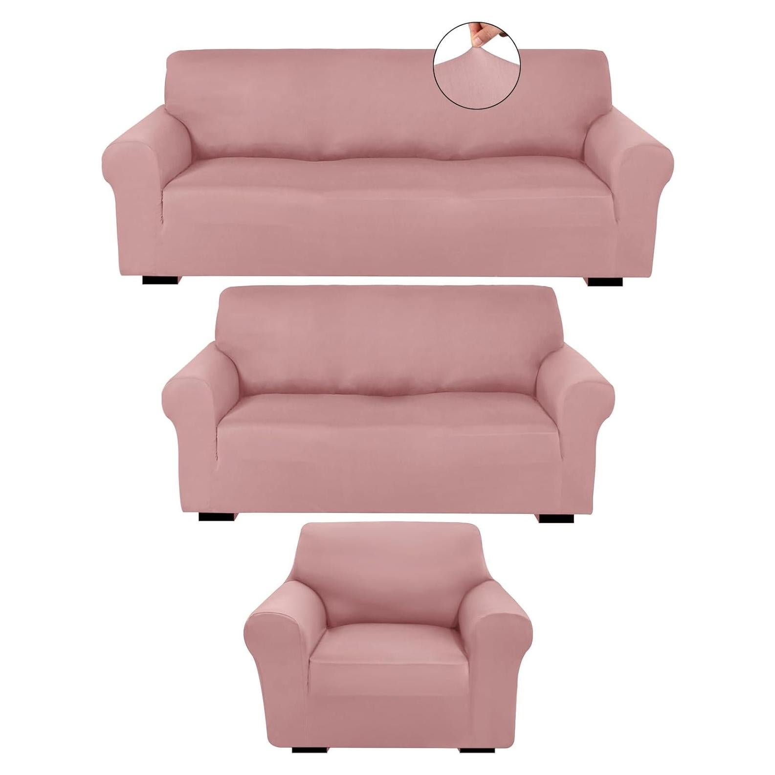 Juego de Fundas para Sofá Peryiter 3 Piezas Rosa Claro