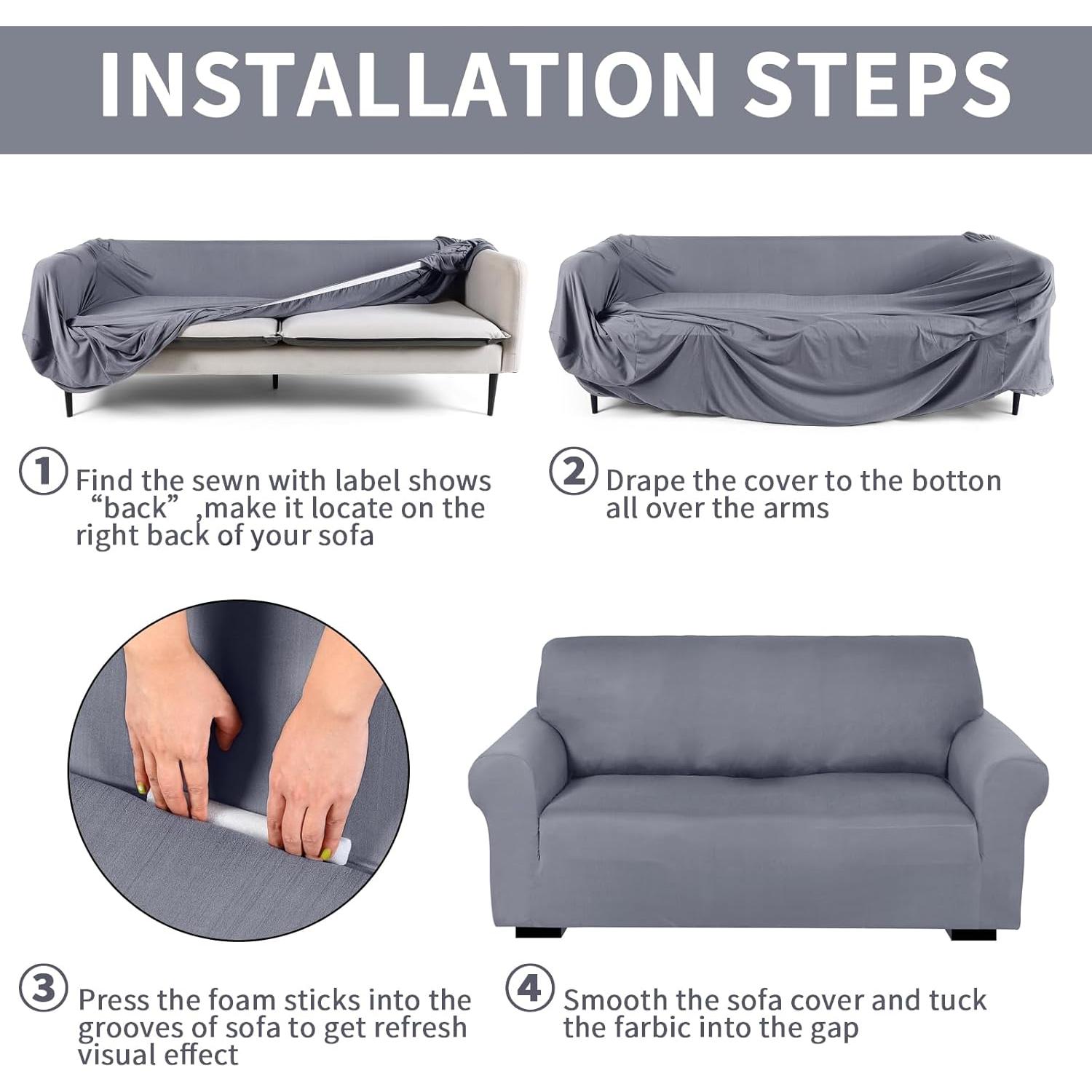 Juego de Fundas para Sofá Peryiter 3 Piezas Gris Claro