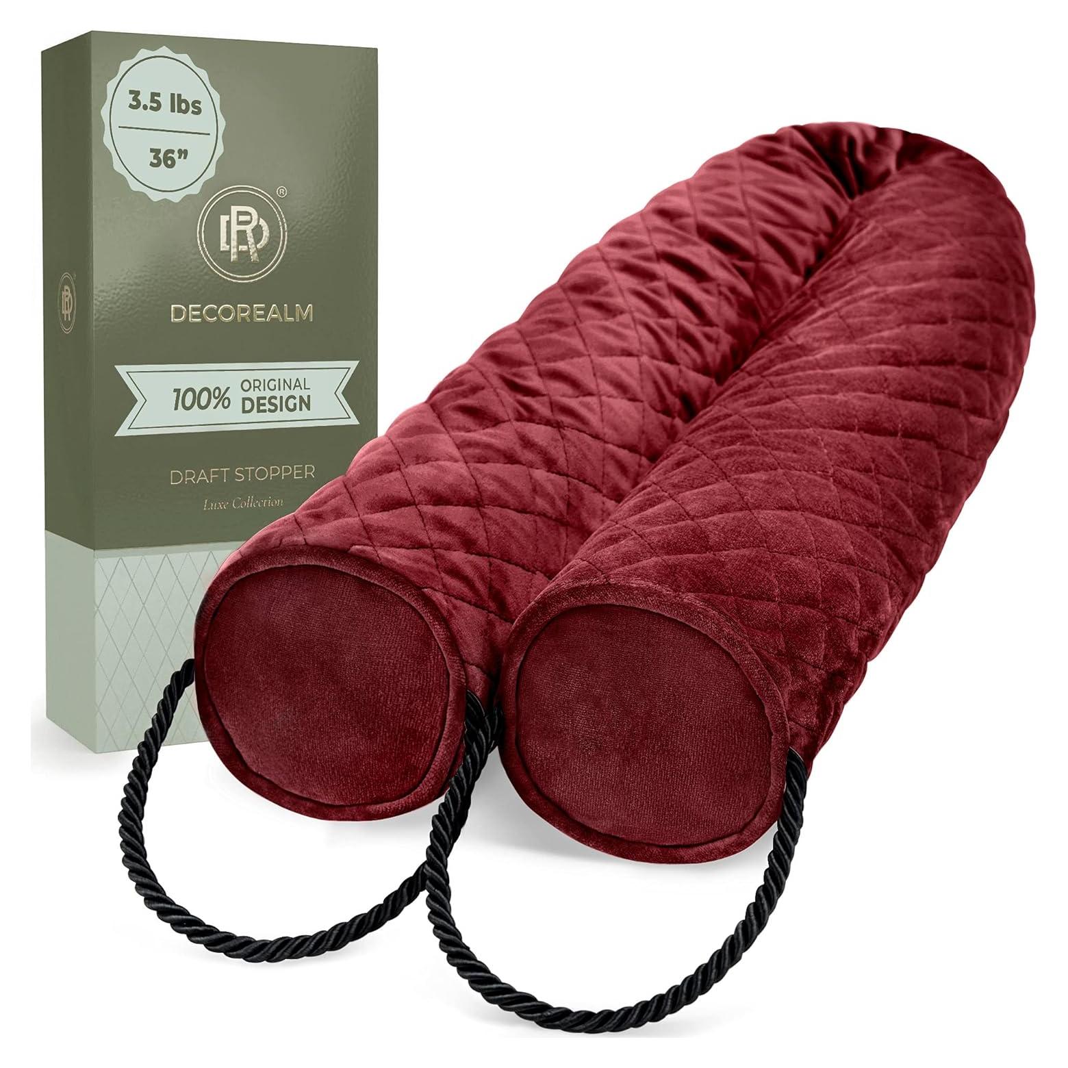 Detenedor de Corrientes de Aire DECOREALM 36" Terciopelo Rojo Burdeos