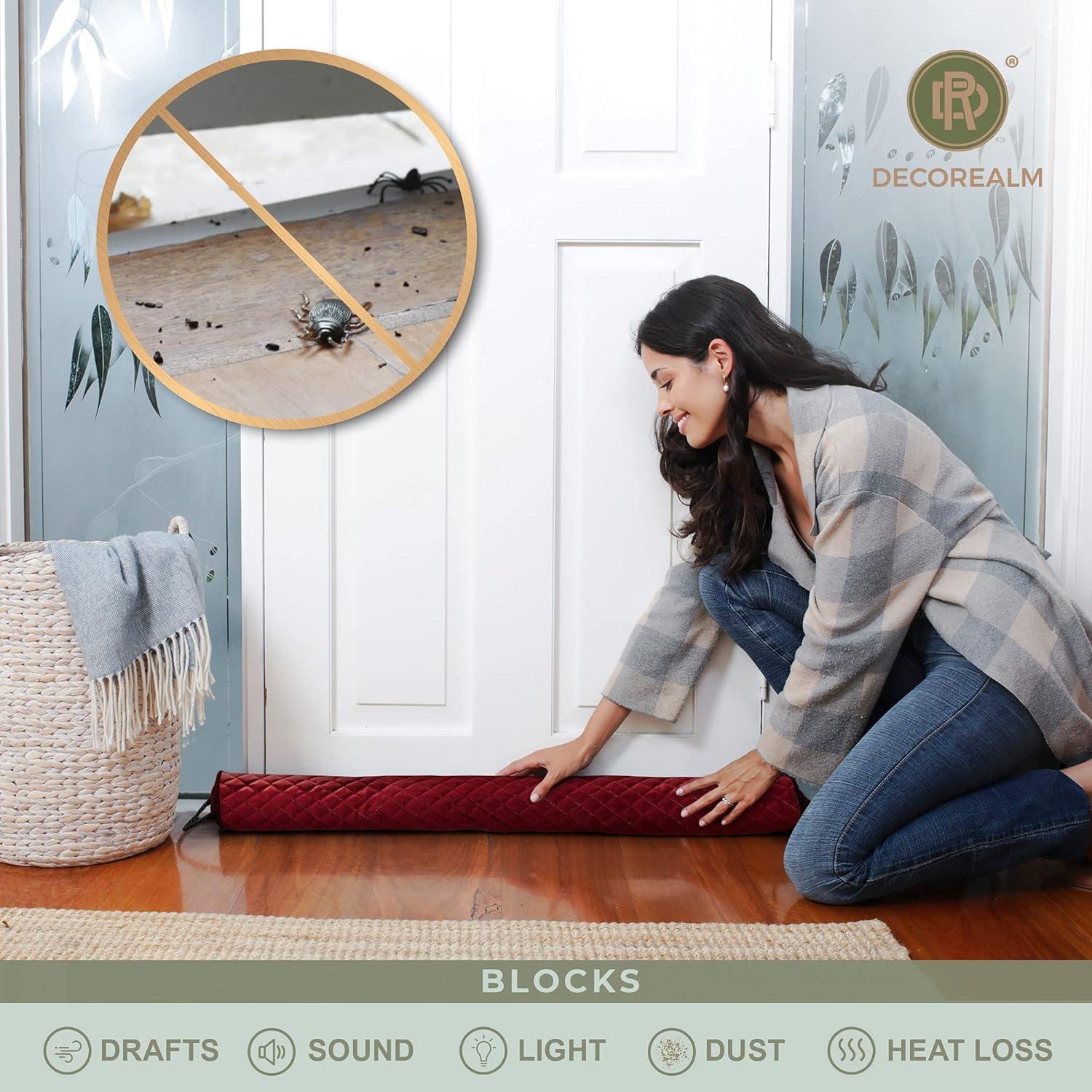 Detenedor de Corrientes de Aire DECOREALM 36" Terciopelo Rojo Burdeos