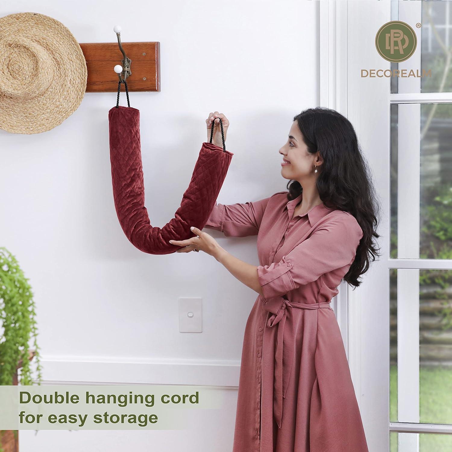 Detenedor de Corrientes de Aire DECOREALM 36" Terciopelo Rojo Burdeos