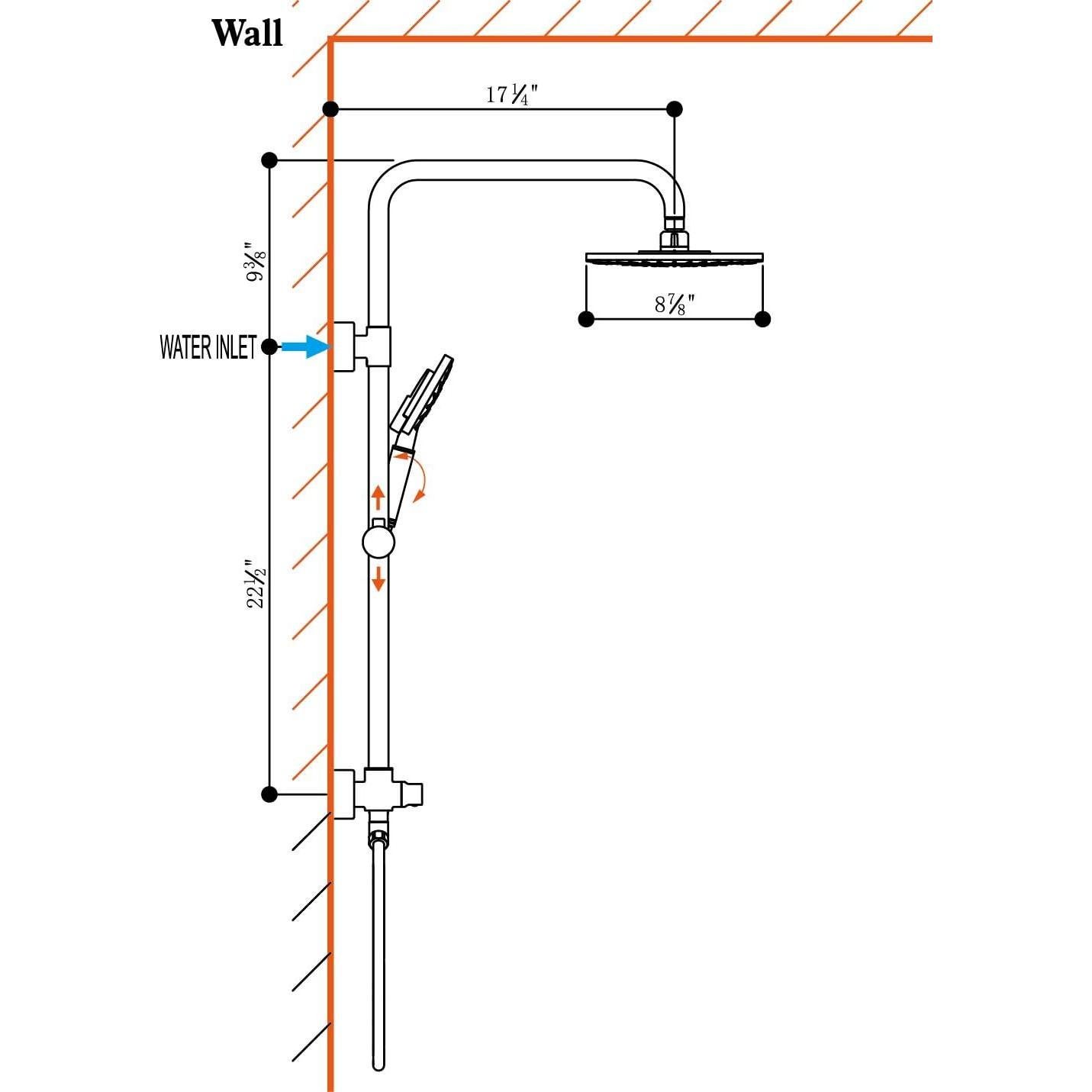 Sistema de Ducha BRIGHT SHOWERS con Cabezal de Lluvia 9" y Manguera 152.4 cm