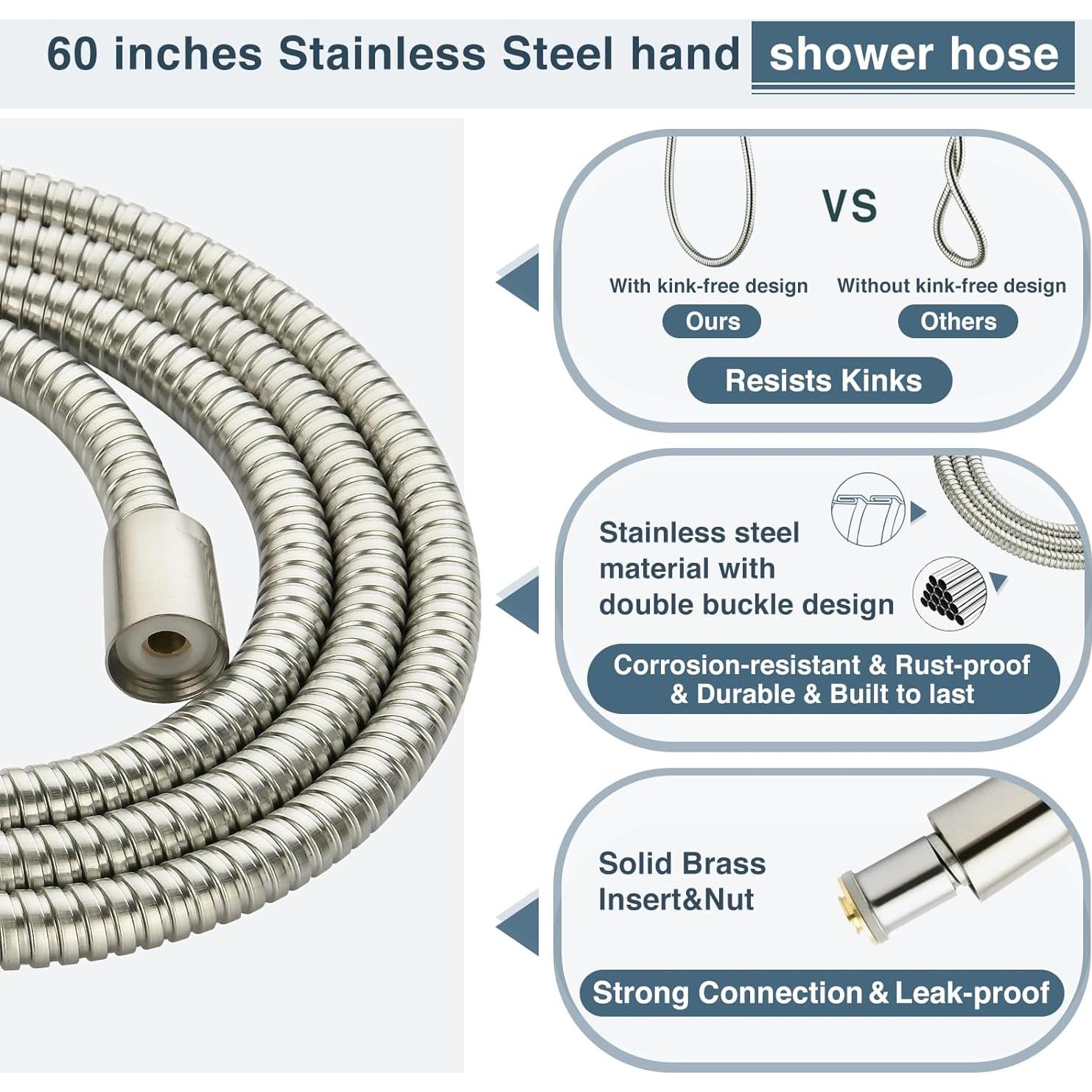 Sistema de Ducha BRIGHT SHOWERS con Cabezal de Lluvia 9" y Manguera 152.4 cm