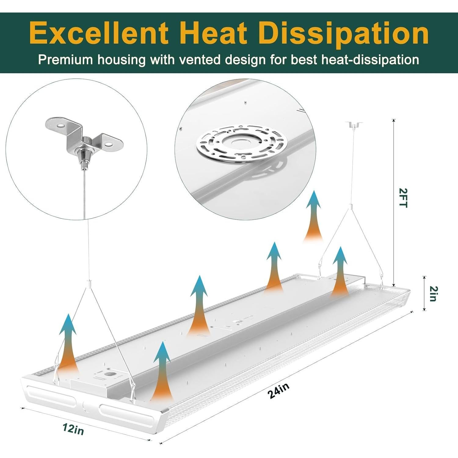 Luz LED ACOHOOK 2 pies 200W 28000LM 5000K Paquete de 8