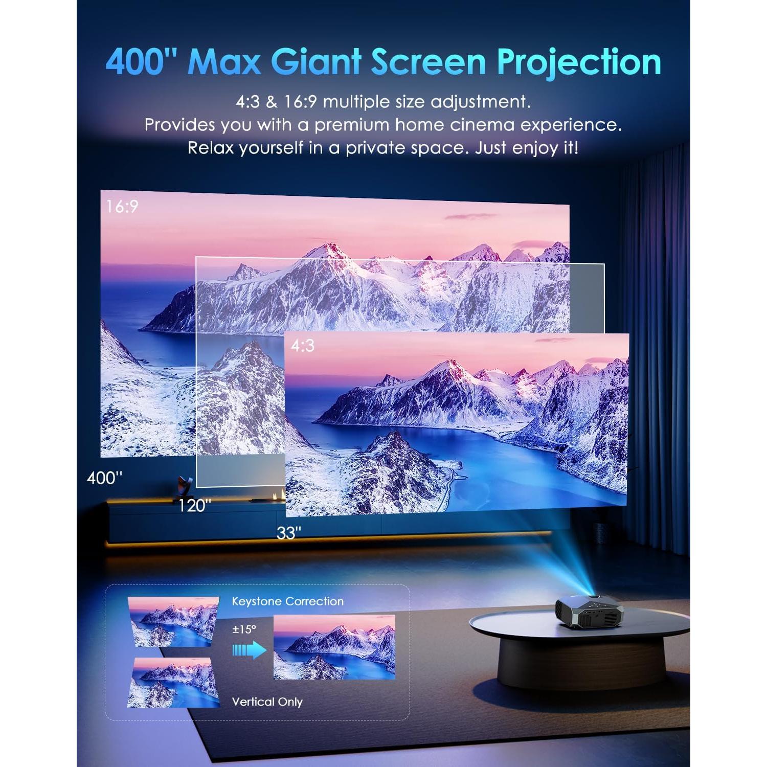 Proyector YOWHICK DP03 4K WiFi Bluetooth Nativo 1080P 20000L