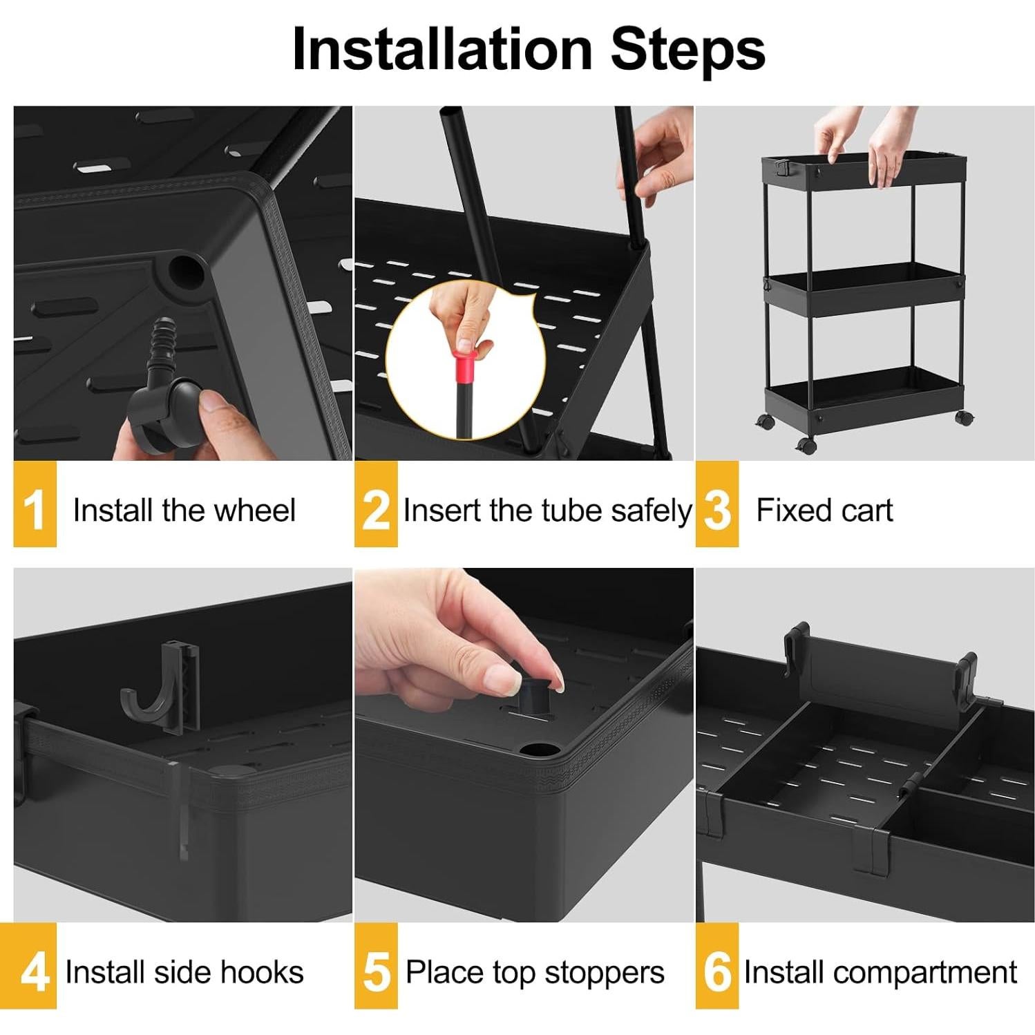 Carro Rodante SPACELEAD 3 Niveles Negro, Almacenamiento Móvil