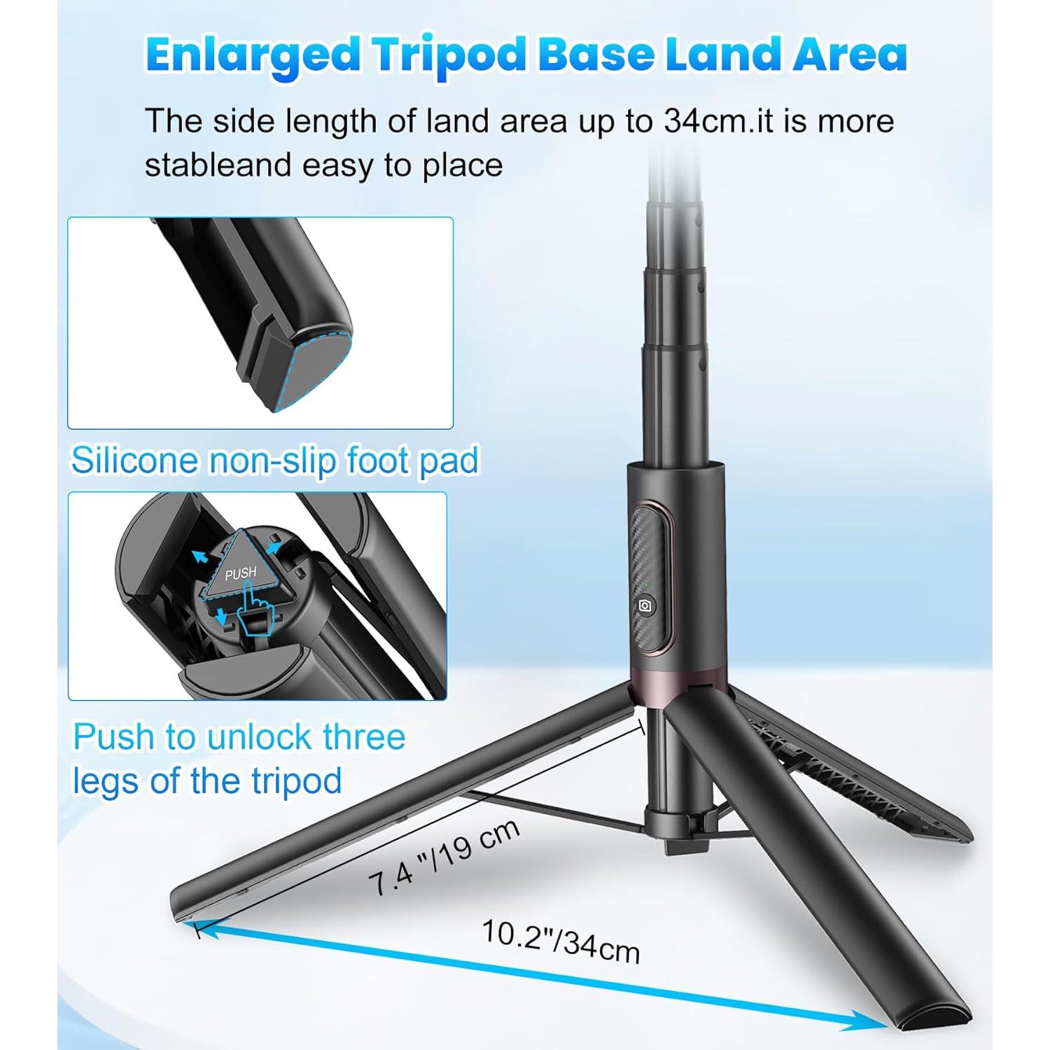 Bastón de Selfie TONEOF 67" con Trípode y Control Remoto