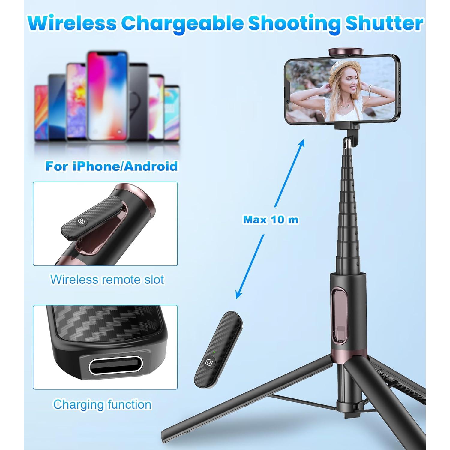 Bastón de Selfie TONEOF 67" con Trípode y Control Remoto