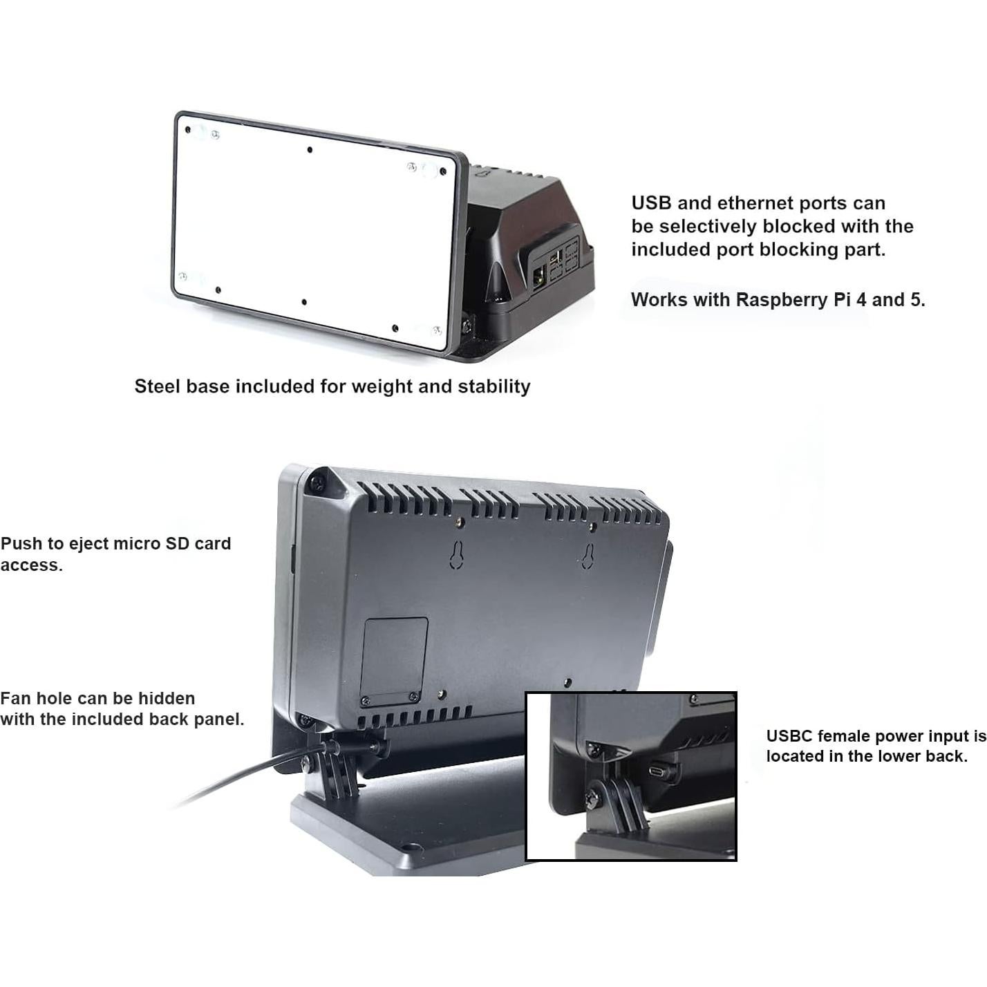 SmartiPi Touch Pro 2 para Raspberry Pi 4 y 5 - Acceso Micro SD