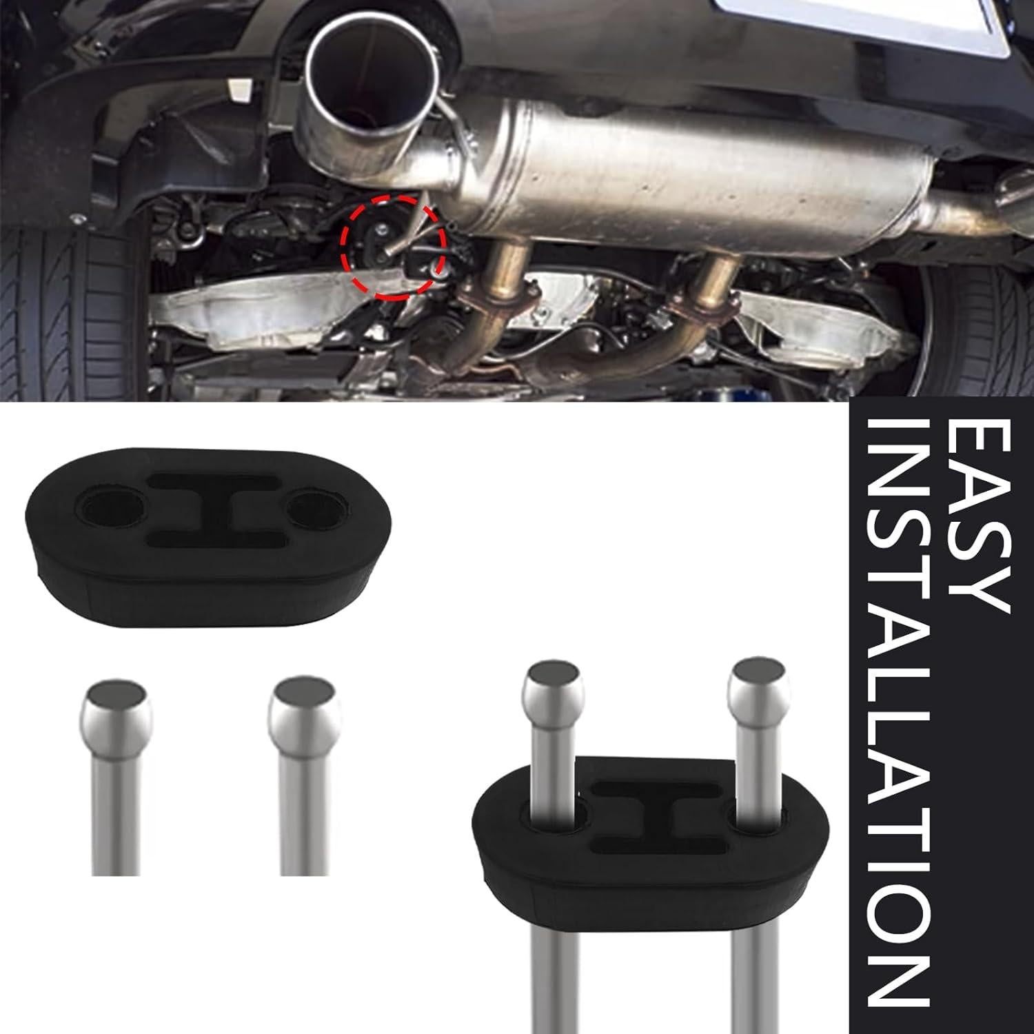 Soporte de Escape de Caucho Luminuti 2 Agujeros Poliuretano