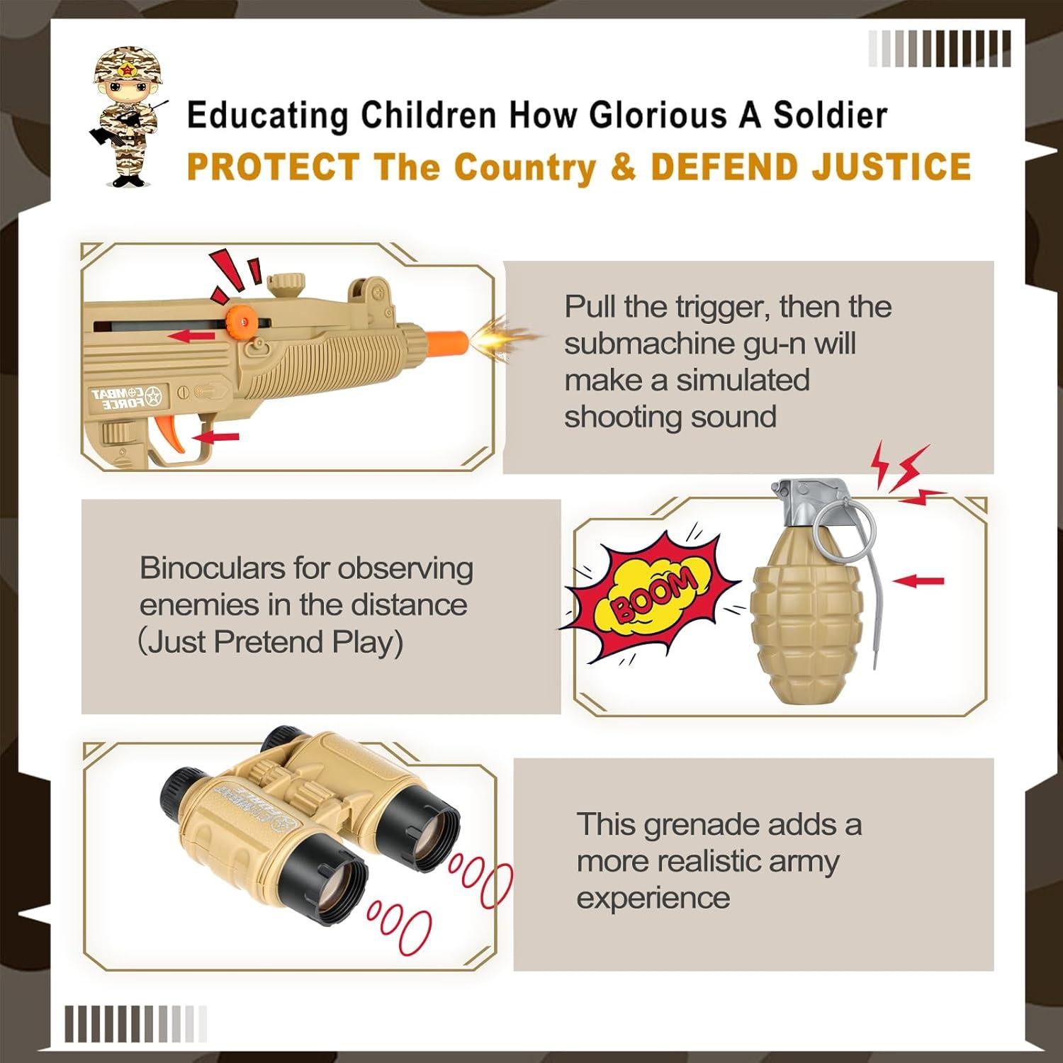 Disfraz de Soldado Militar INNOCHEER para Niños 8-10 Años