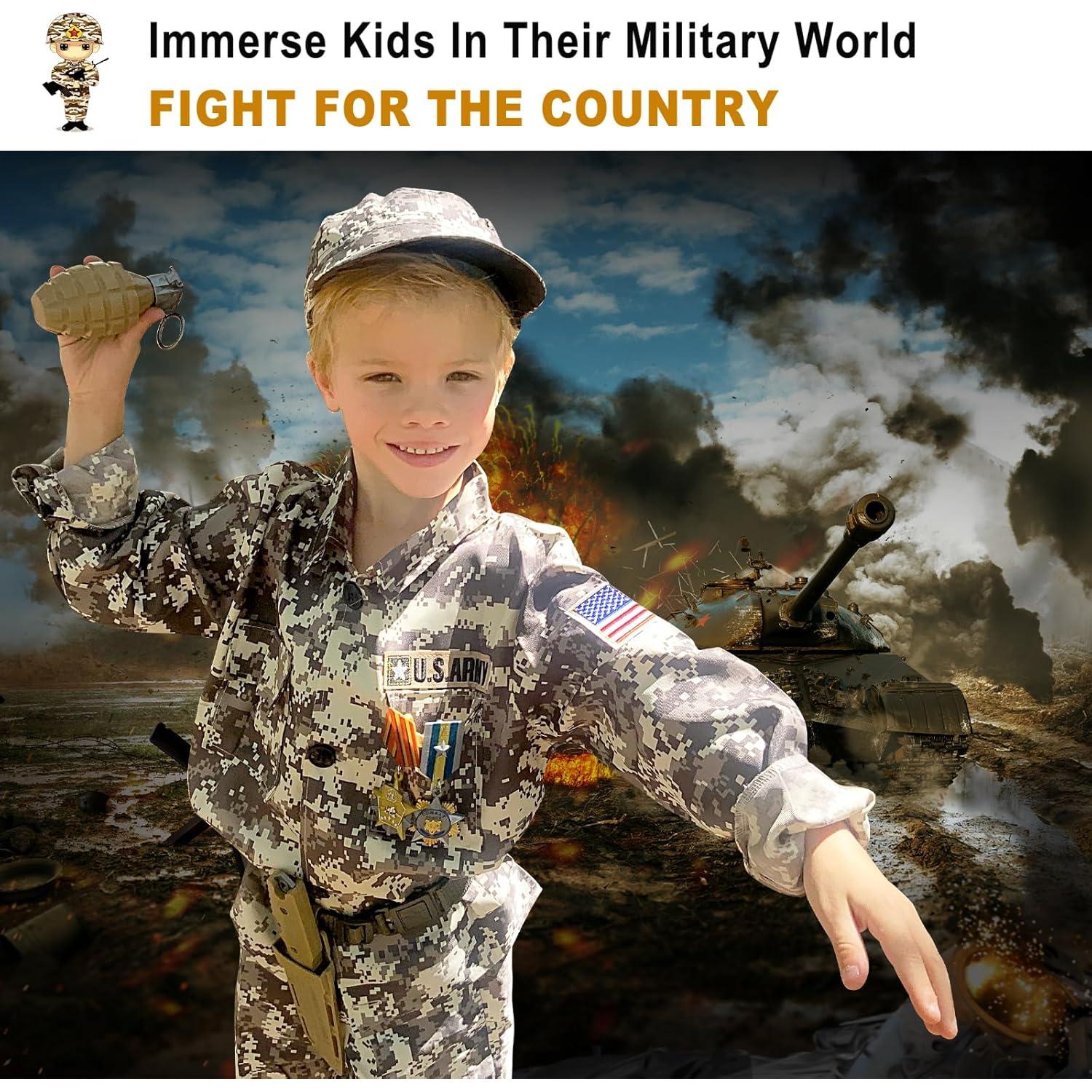 Disfraz de Soldado Militar INNOCHEER para Niños 8-10 Años