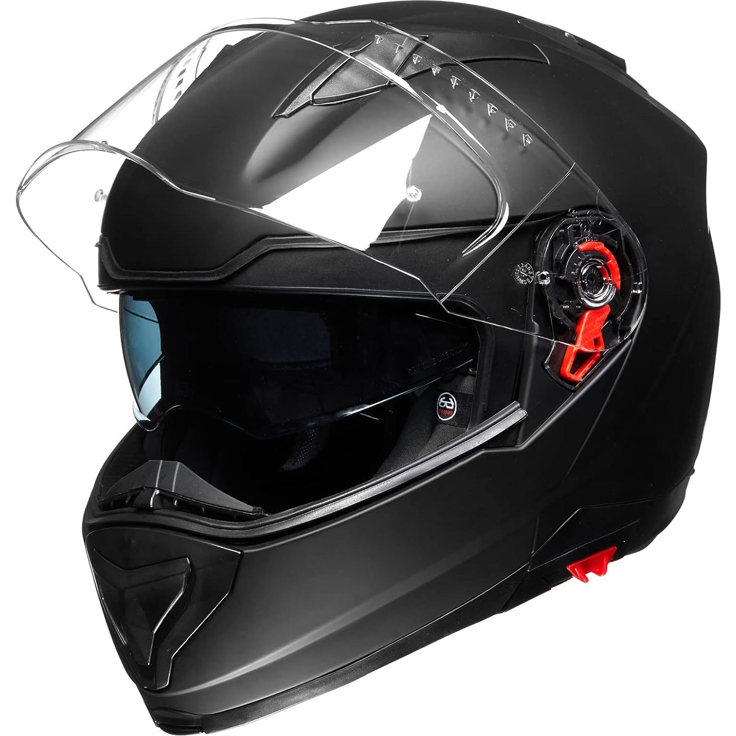 Casco Modular ILM 909 para Motocicletas Negro Mate S