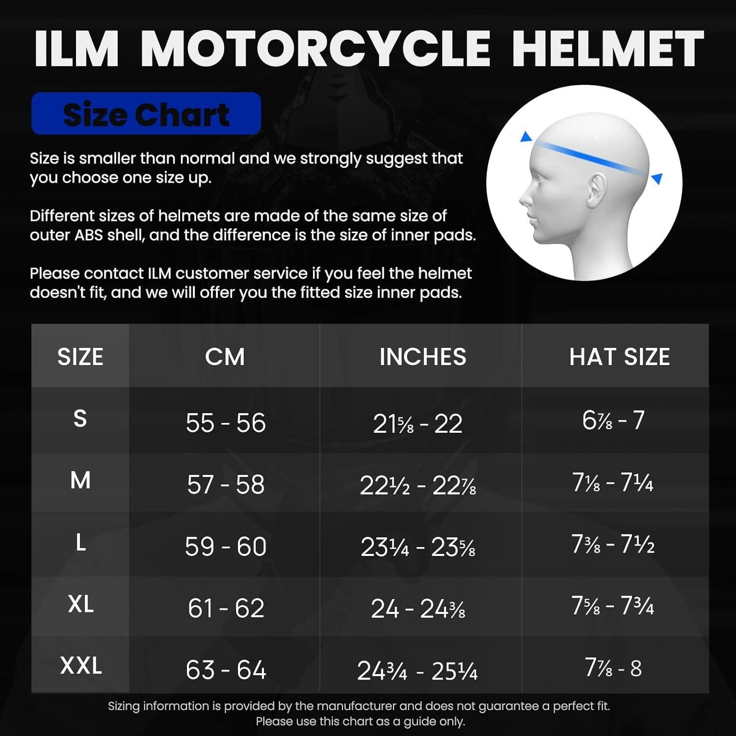 Casco Modular ILM 909 para Motocicletas Negro Mate S