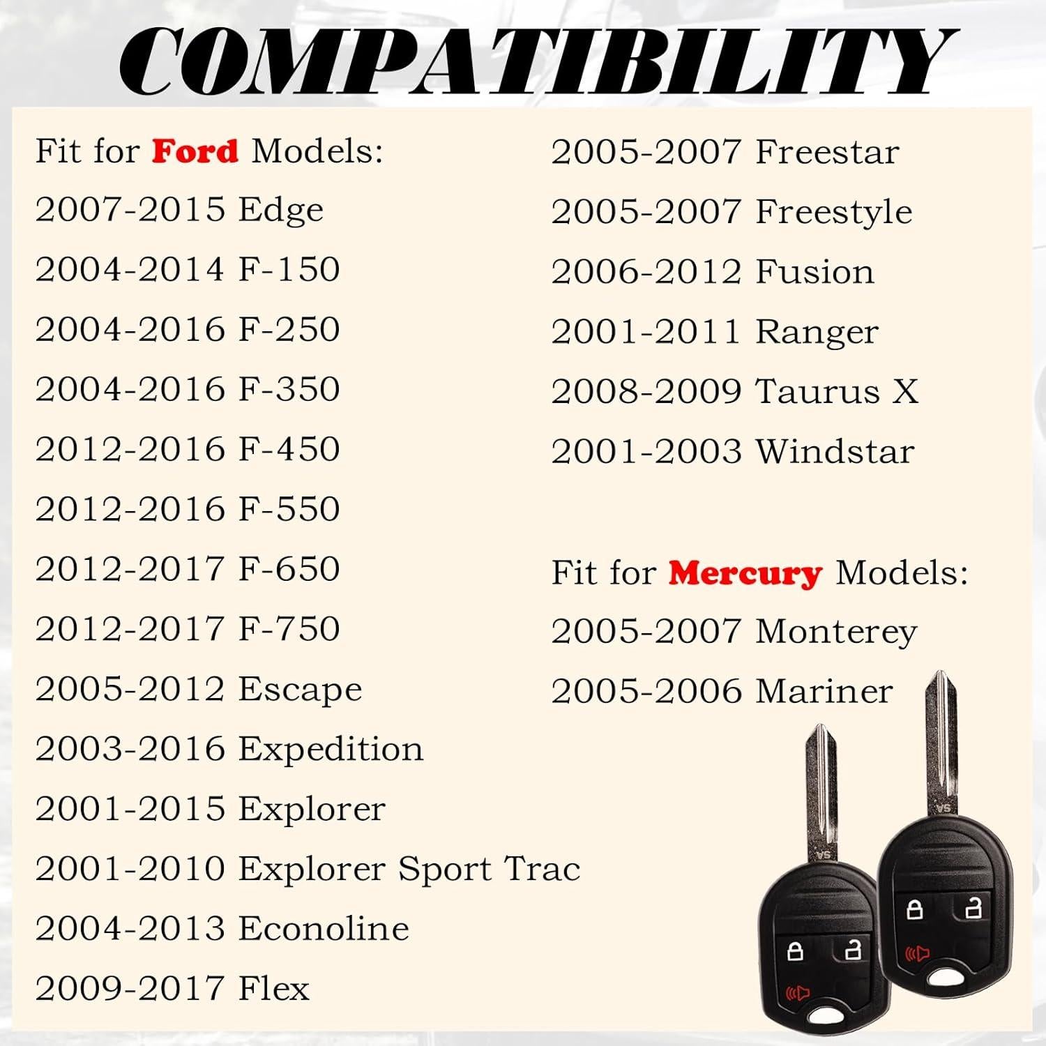 Control Remoto Llavero Ford CWTWB1U793 3 Botones Compatible