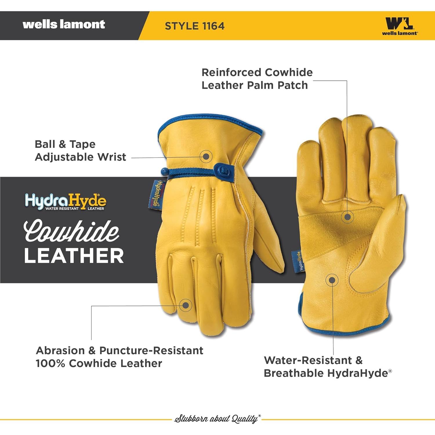 Guantes de Trabajo Wells Lamont 1164M Cuero HydraHyde Medianos