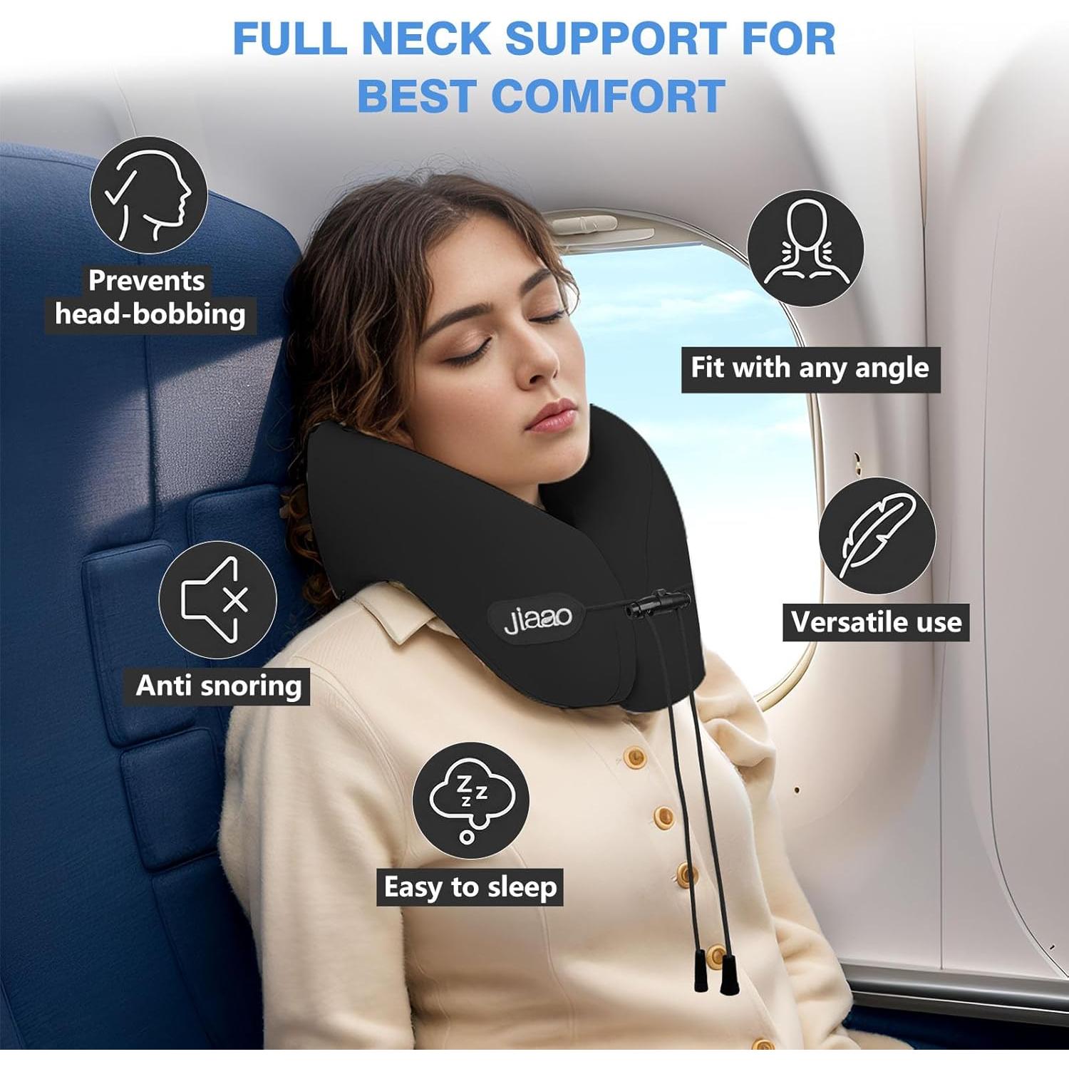 Almohada de Viaje Jiaao JATPNEWPA Espuma de Memoria Negra