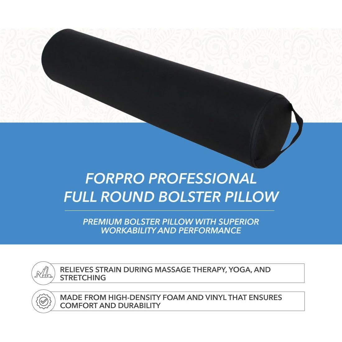 Almohada Redonda Completa ForPro Negra 15.24 cm x 66 cm