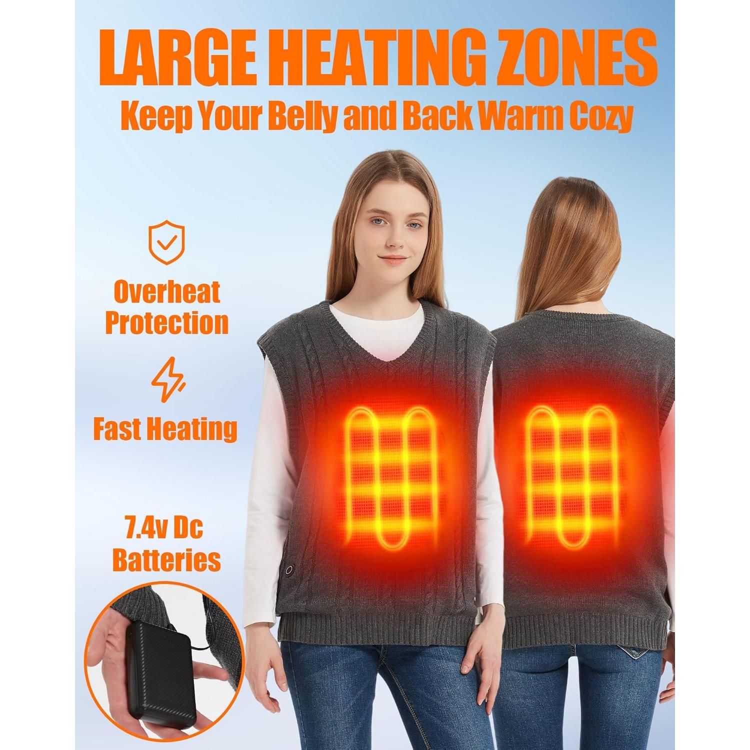 Chaleco Suéter Calentado Unisex R-TAX 7.4V 10000mAh Gris