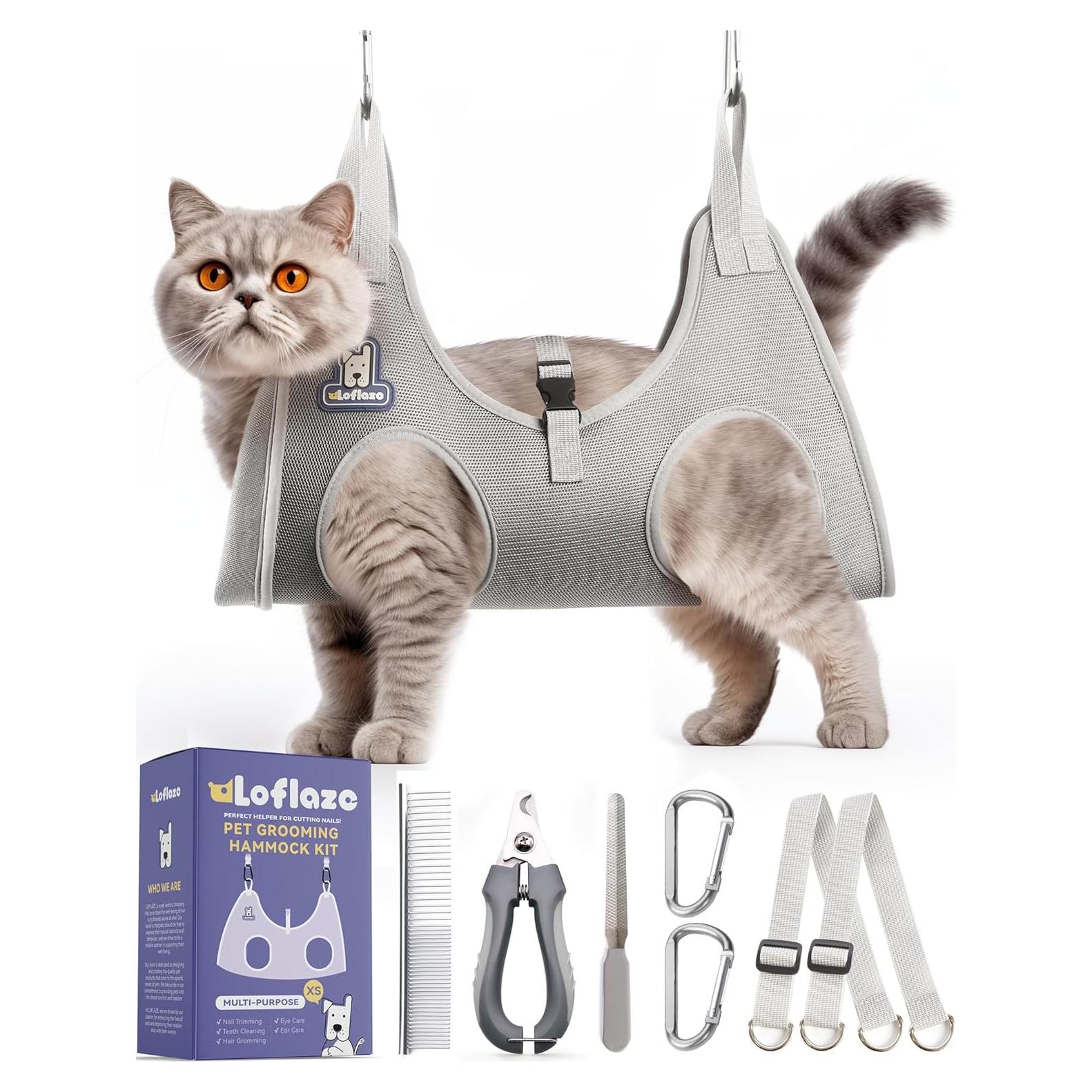 Arnés de Hamaca Loflaze para Acicalamiento de Mascotas XS Gris