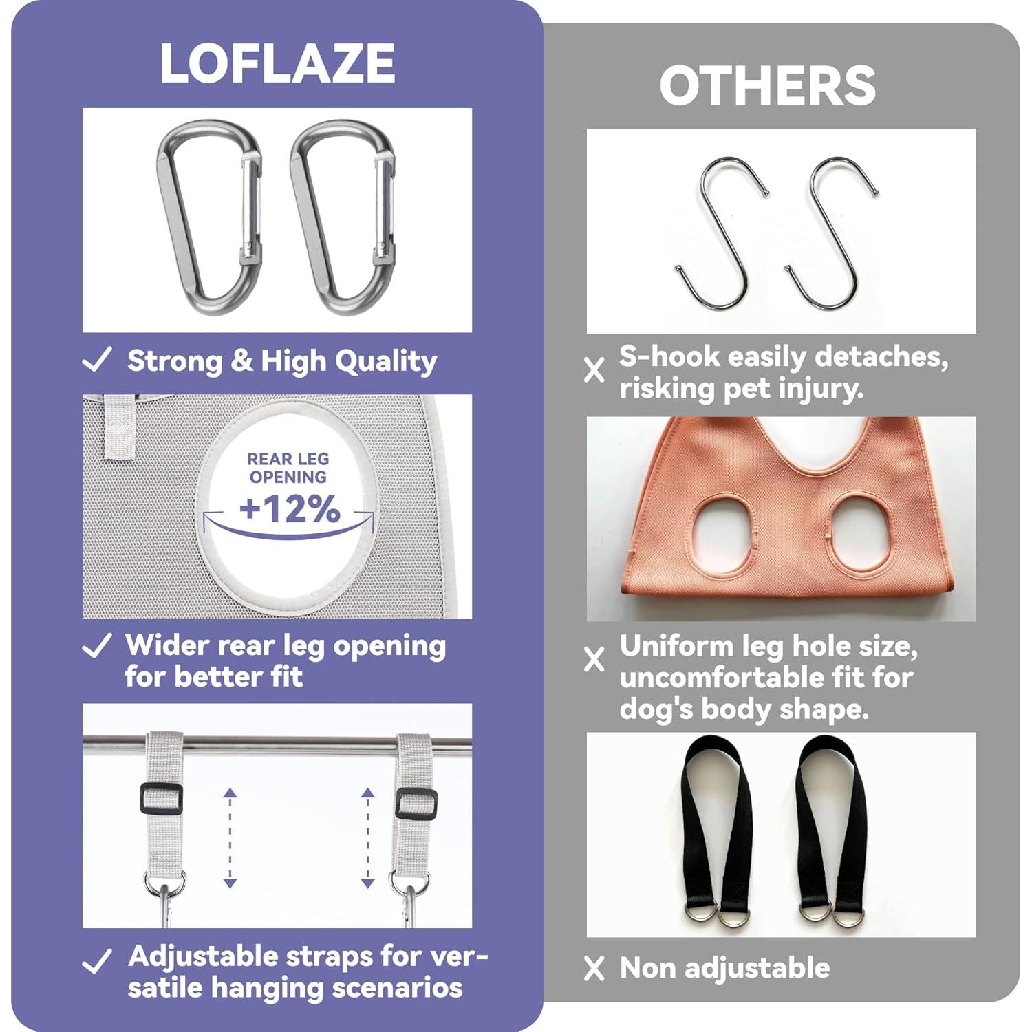 Arnés de Hamaca Loflaze para Acicalamiento de Mascotas XS Gris