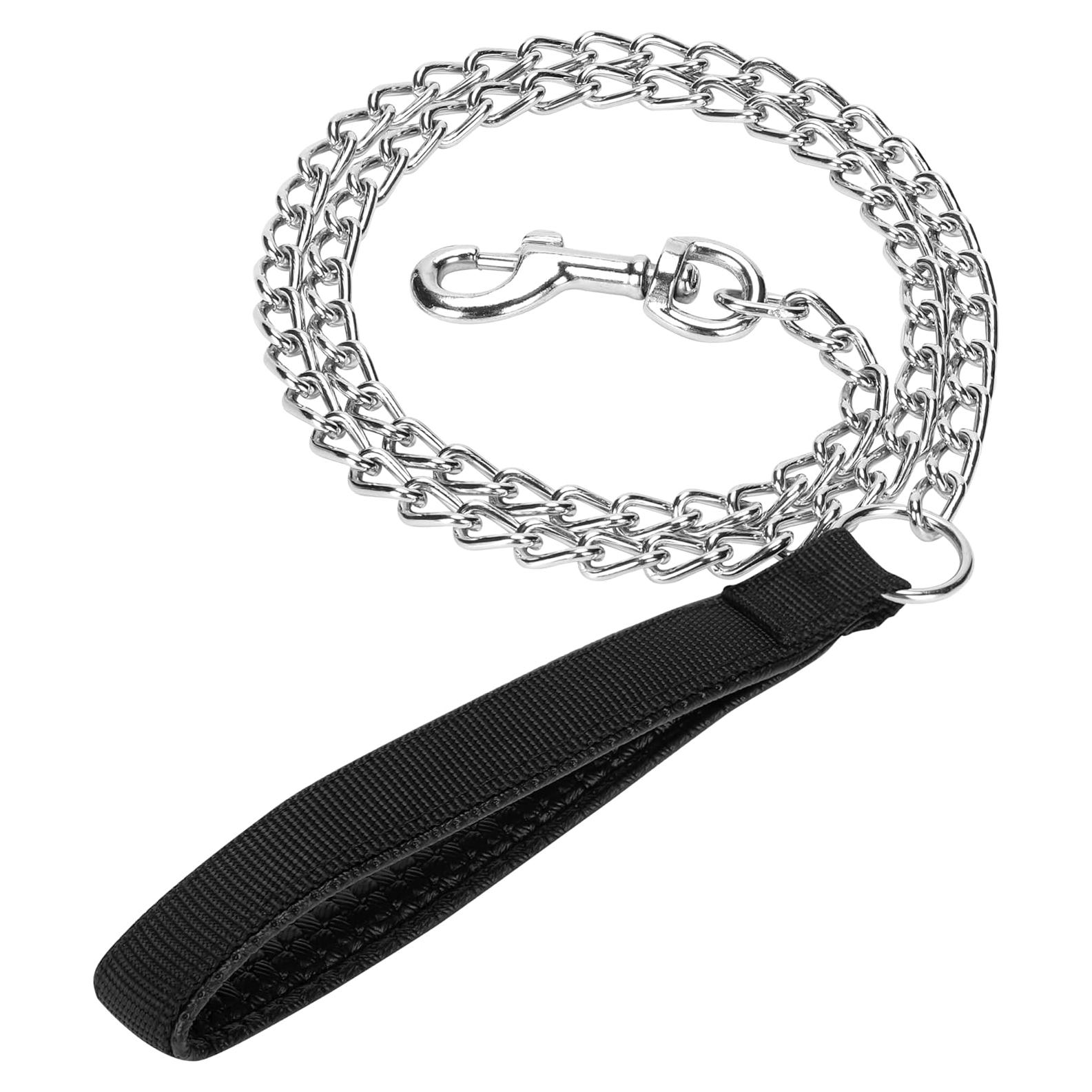 Correa de Perro de Cadena SGODA 1.22m Alta Resistencia Negra