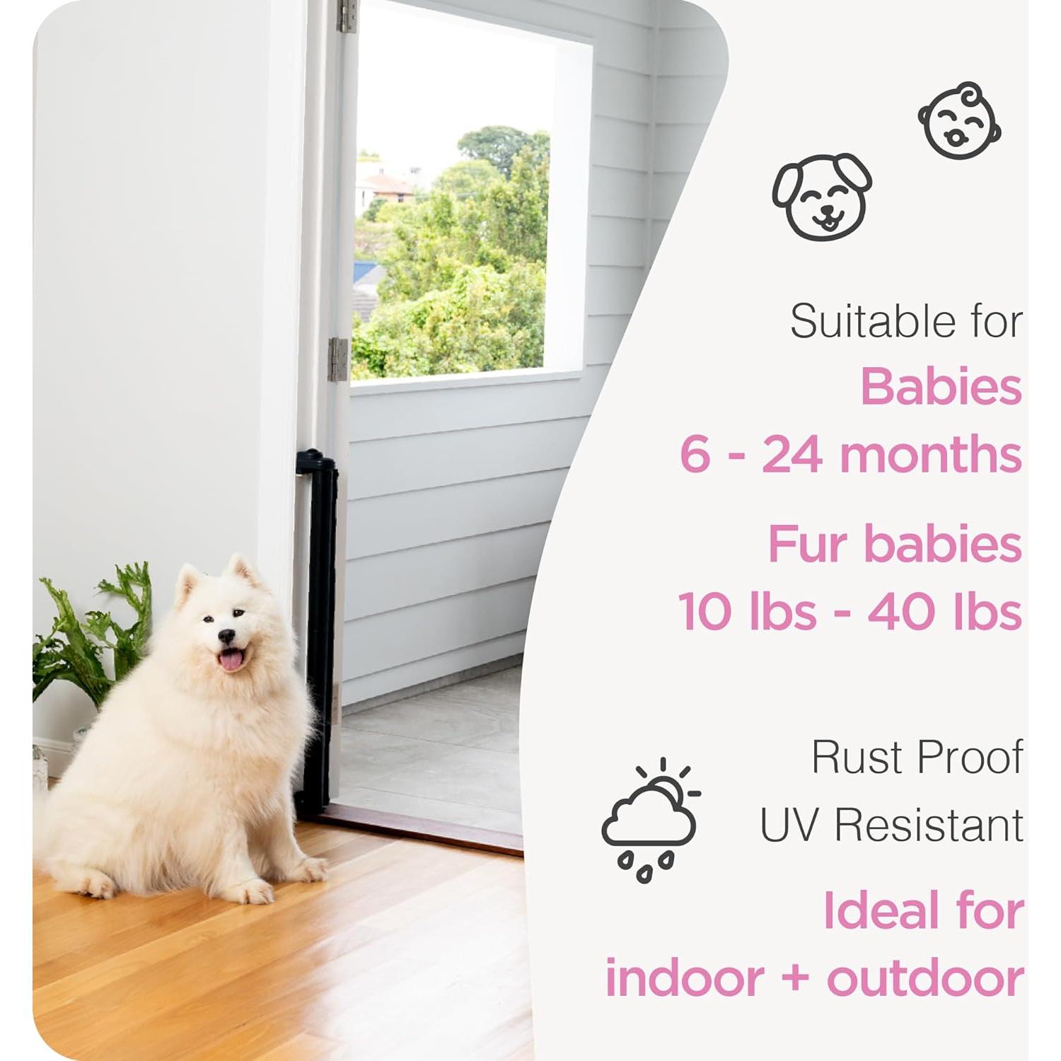 Puerta Retráctil Perma para Bebés y Mascotas 140x84 cm Negra