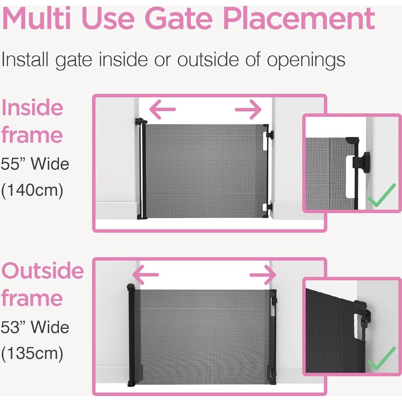 Puerta Retráctil Perma para Bebés y Mascotas 140x84 cm Negra
