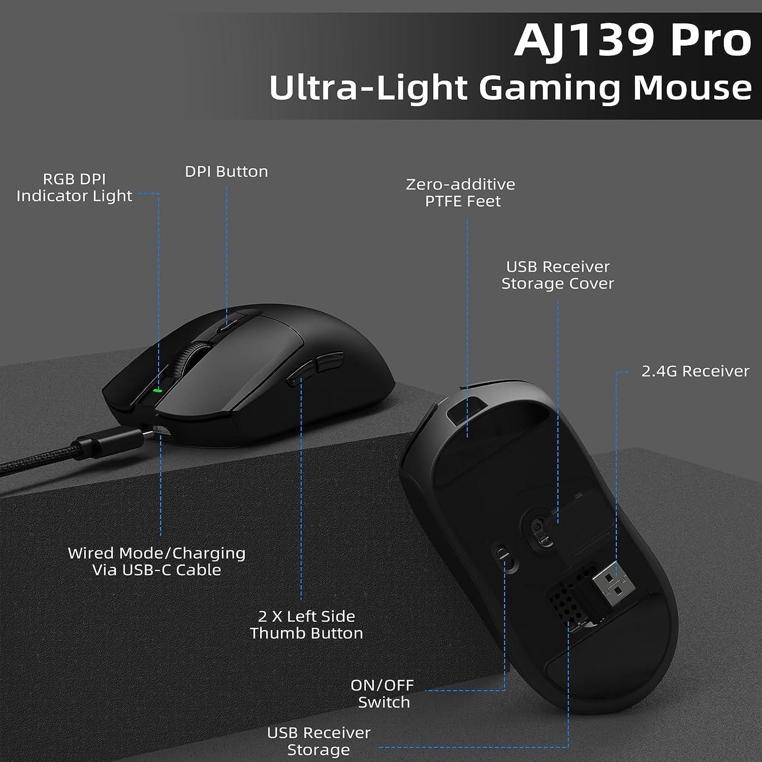 Ratón Gaming Inalámbrico A.JAZZ AJ139 G Pro 59g 26000DPI