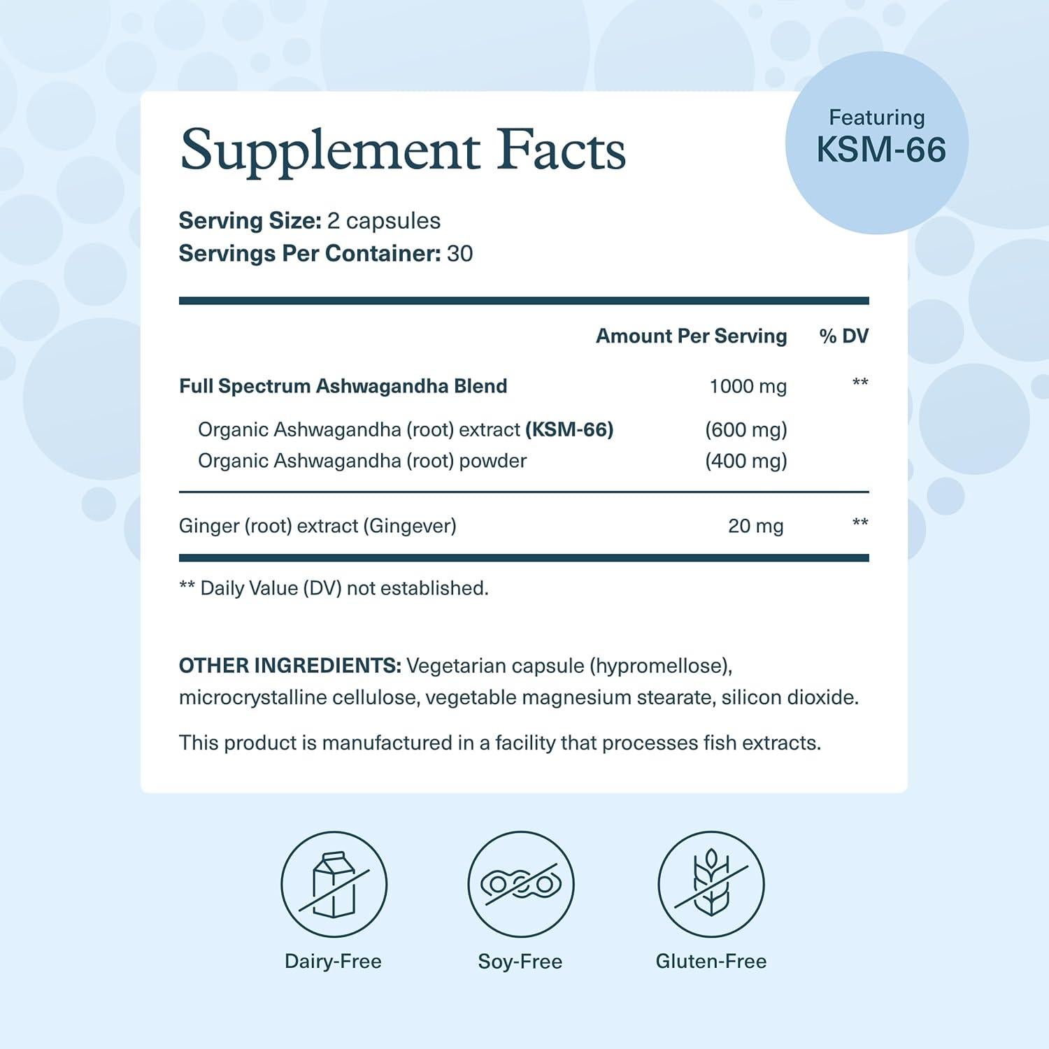 Suplemento Youtheory Ashwagandha 1000 mg 60 Cápsulas Vegetarianas