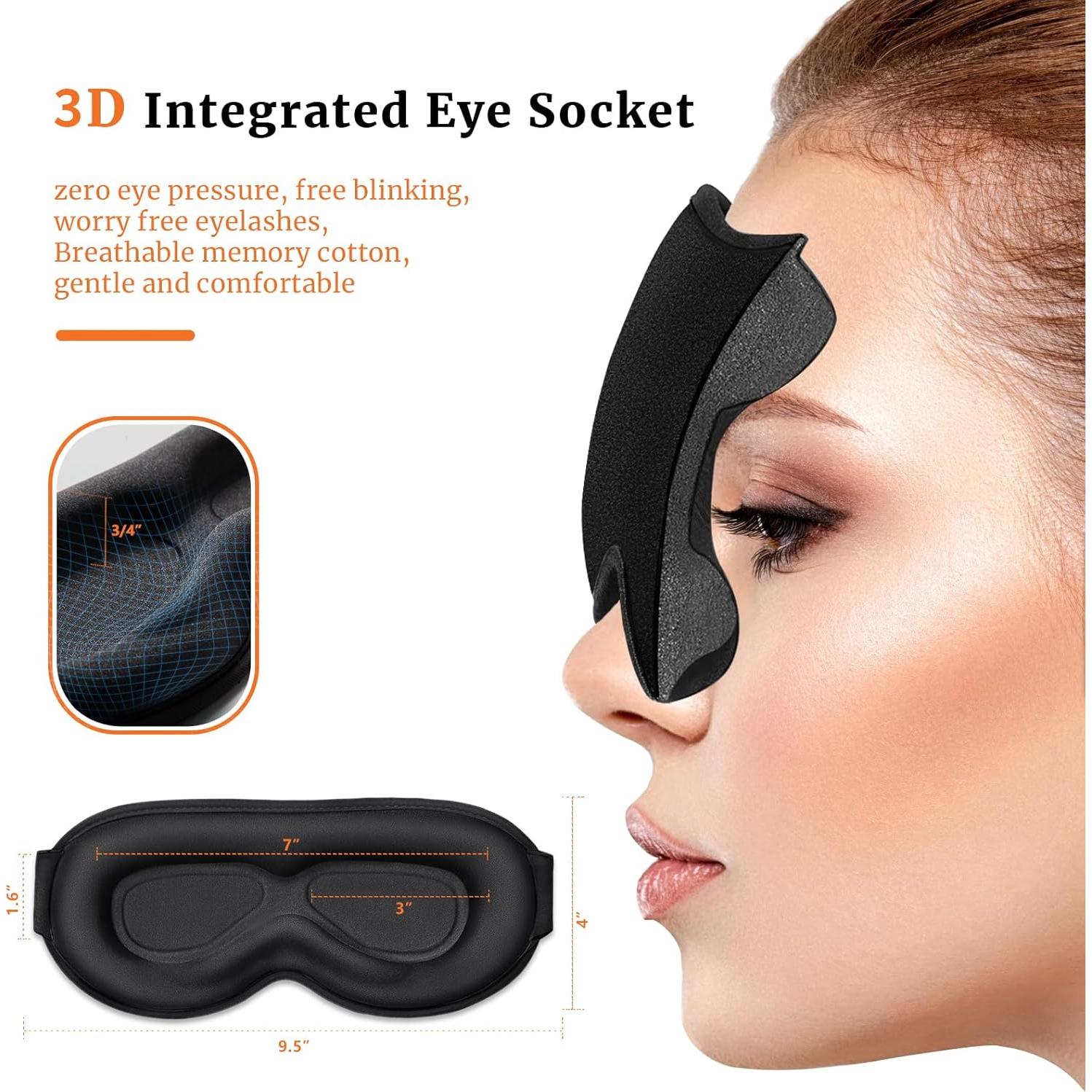 Máscara de Ojos 3D AOAWI Ajustable con Tapones Silicona