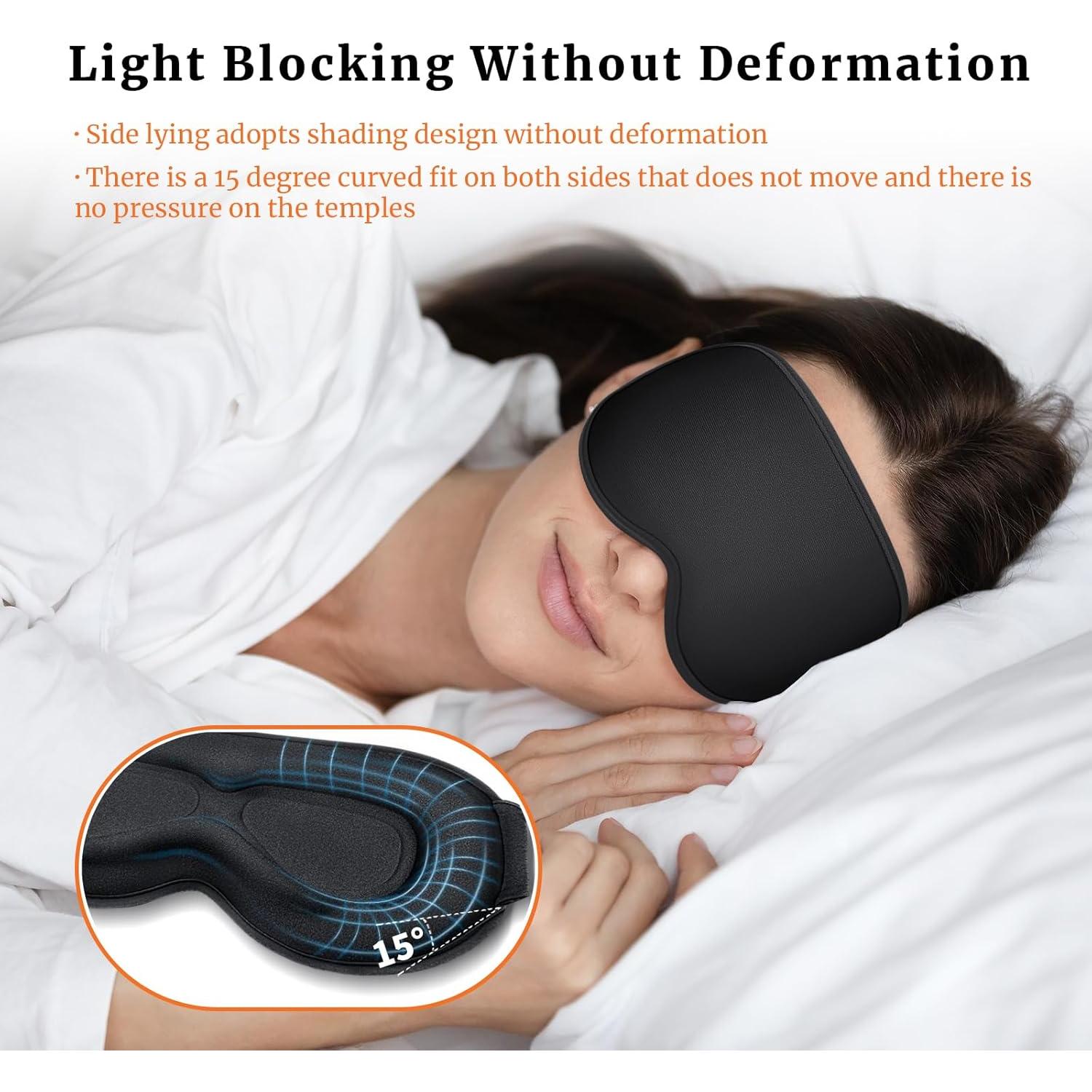 Máscara de Ojos 3D AOAWI Ajustable con Tapones Silicona