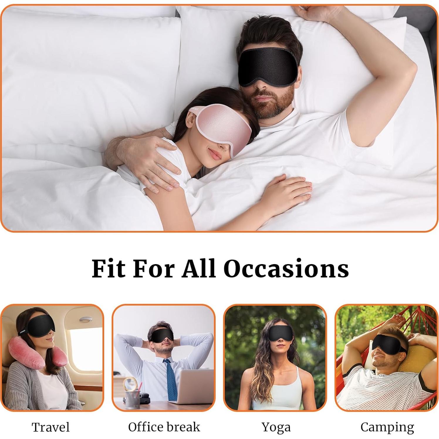 Máscara de Ojos 3D AOAWI Ajustable con Tapones Silicona